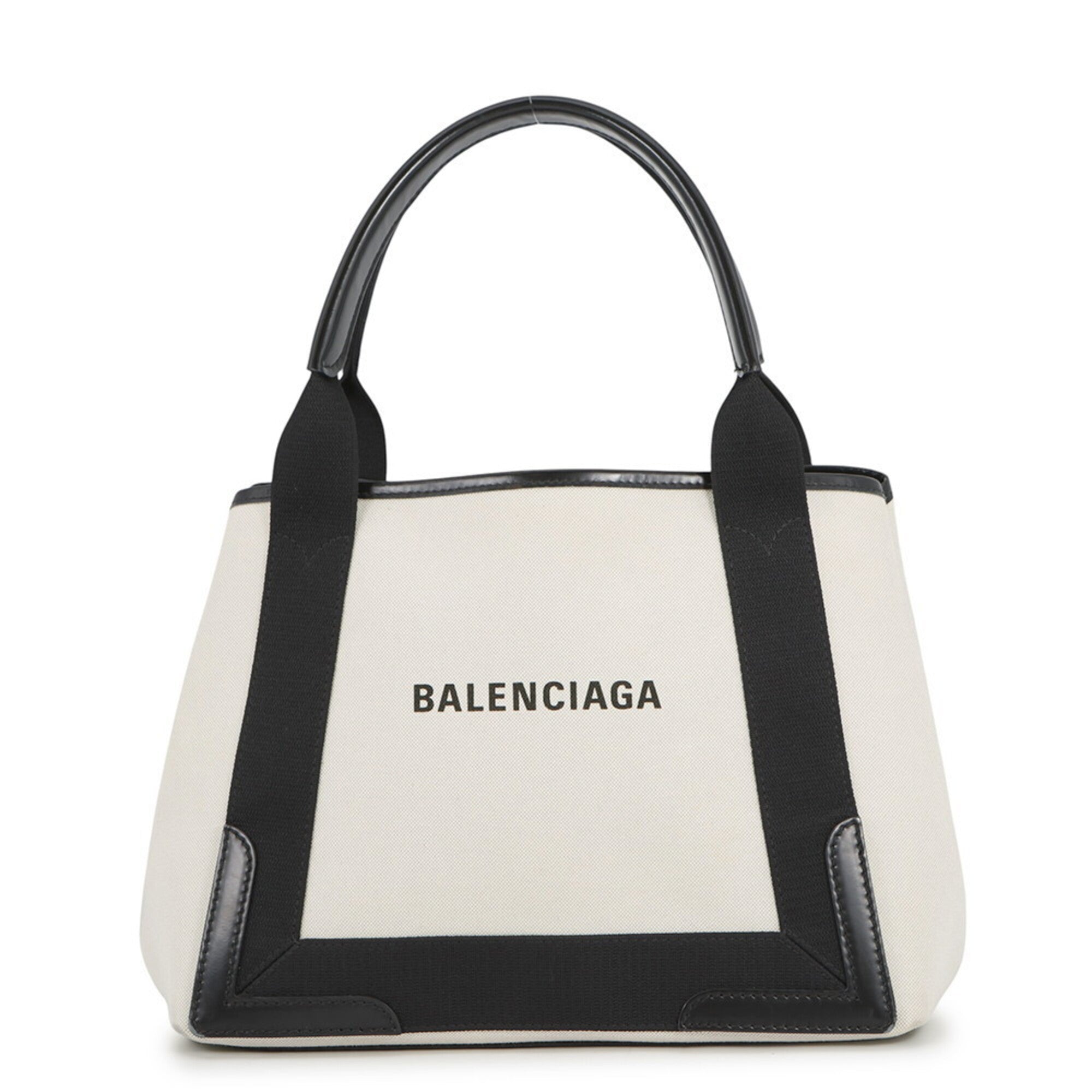 Balenciaga Black White Canvas Leather Handbag Pouch Tote Bag (Pre-Owned)