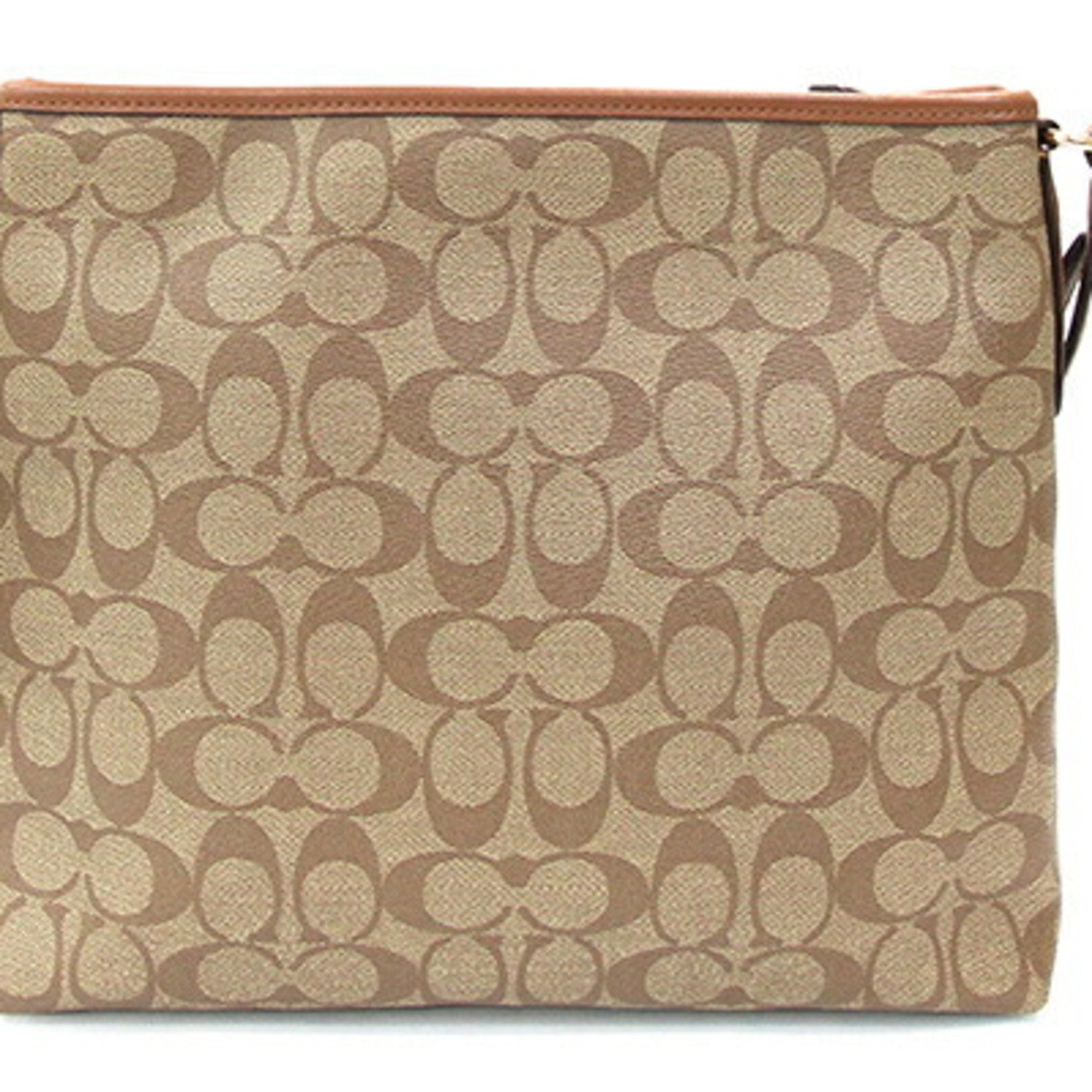 Coach Signature Beige Brown Pvc Leather Shoulder Bag (Pre-Owned)