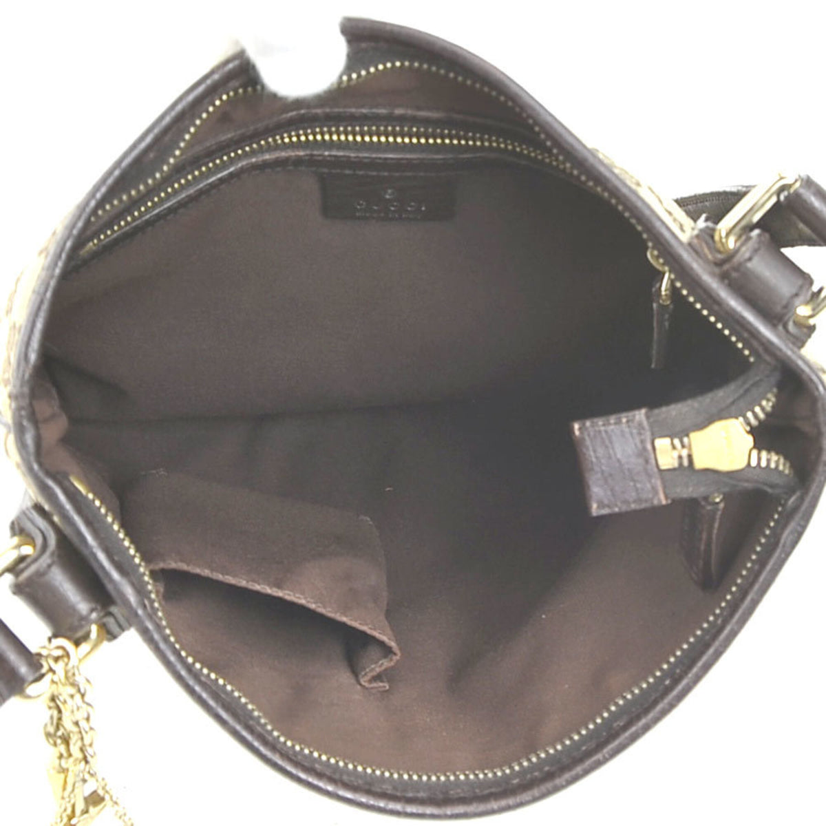Gucci Brown Brown Gg Gg Canvas Leather Shoulder Bag (Pre-Owned)