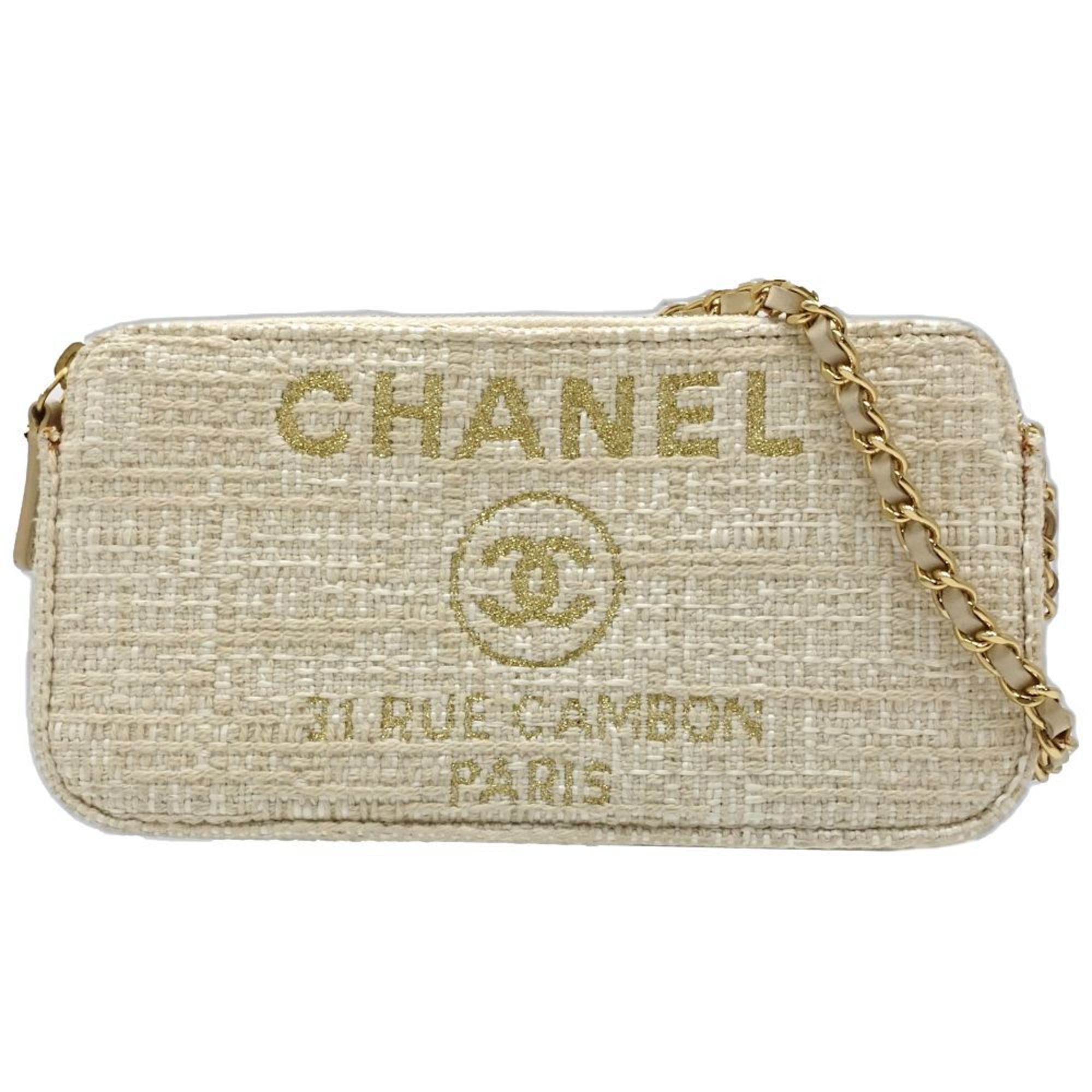 Chanel Beige Canvas Shoulder Bag (Pre-Owned)
