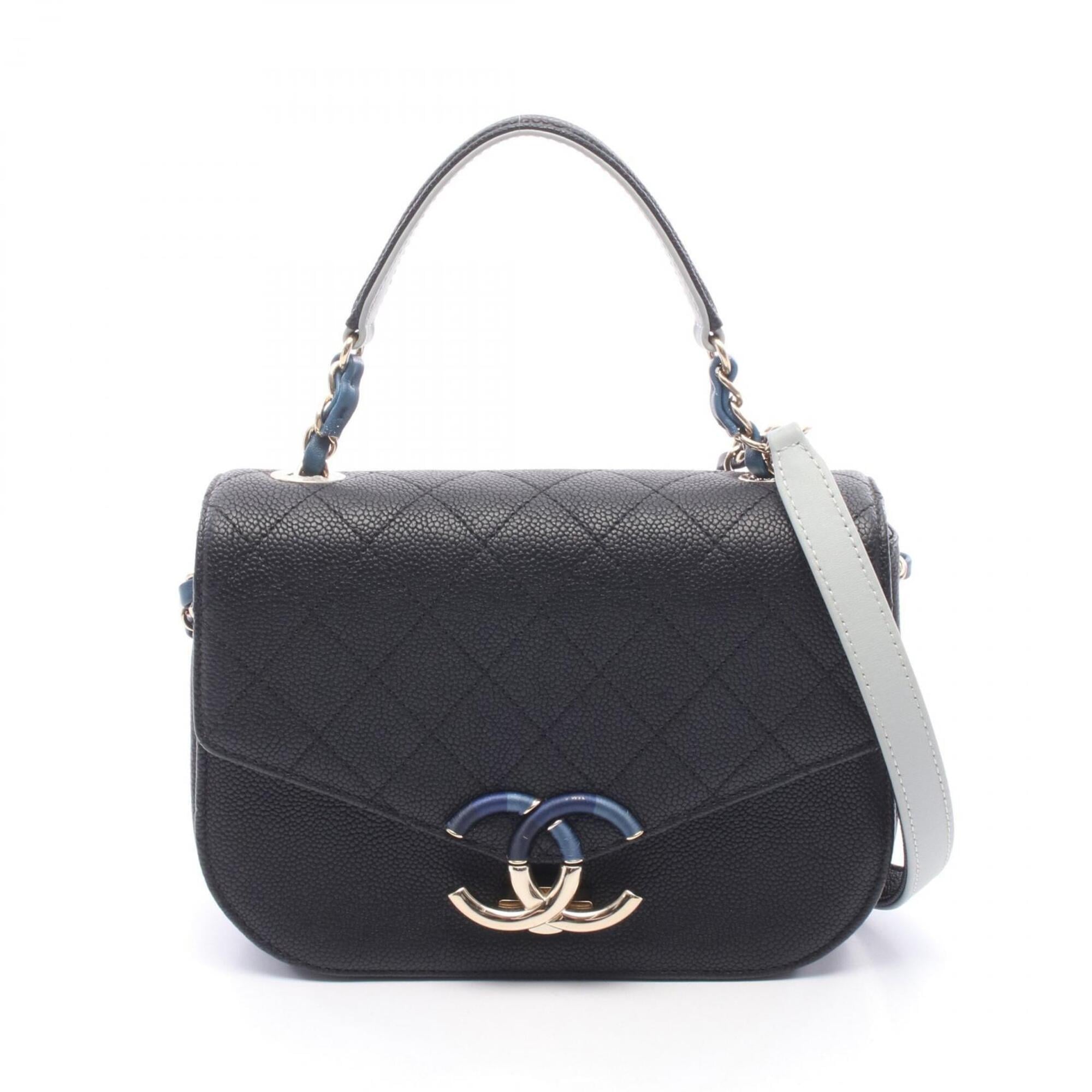 Chanel Black Grained Calfskin Handbag Shoulder Bag (Pre-Owned)
