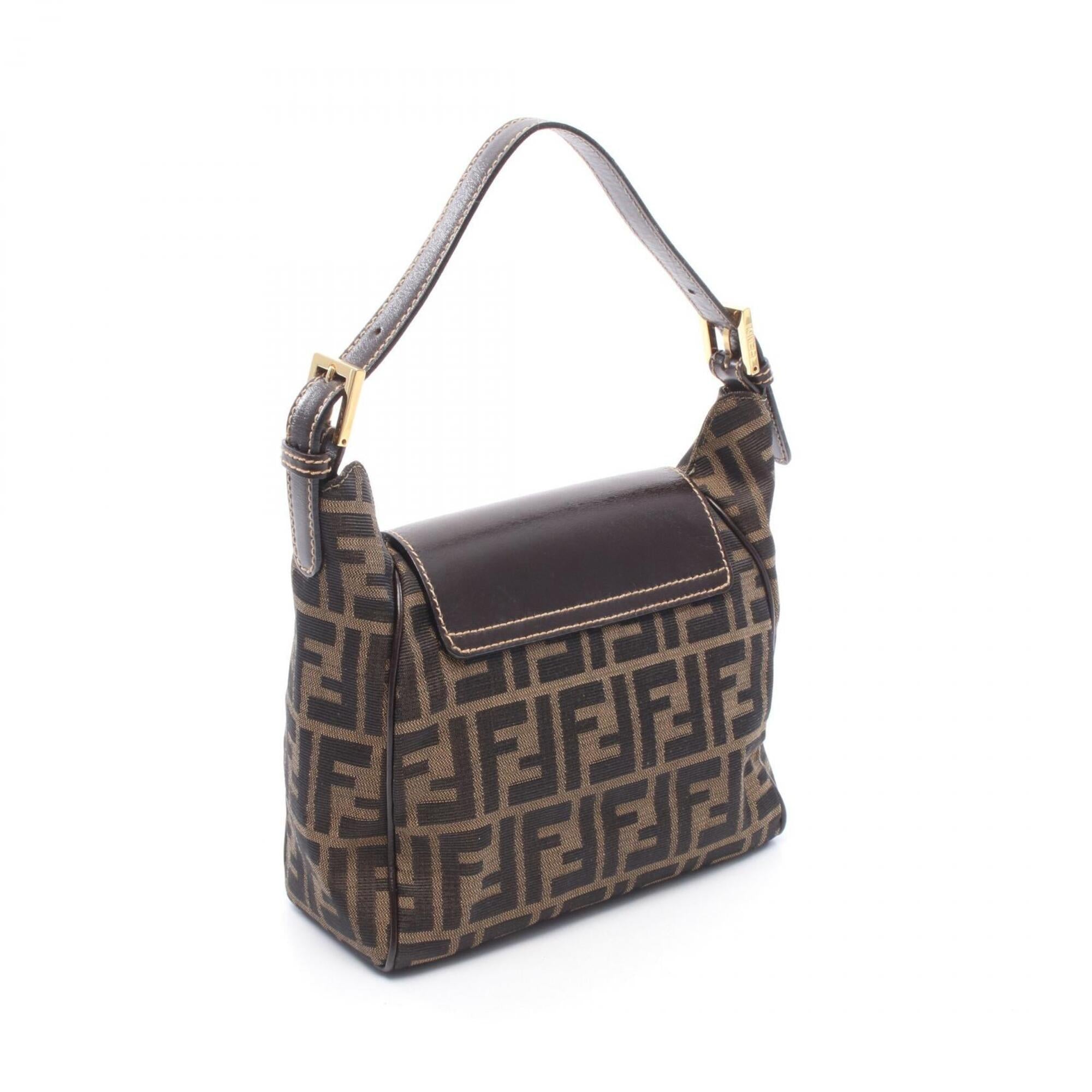 Fendi Brown Canvas Leather Handbag Shoulder Bag (Pre-Owned)