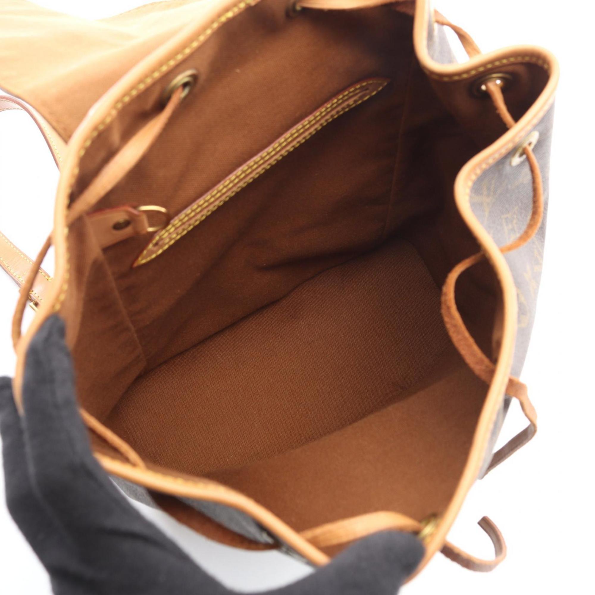 Louis Vuitton Brown Monogram Coated Canvas Leather Backpack Handbag (Pre-Owned)