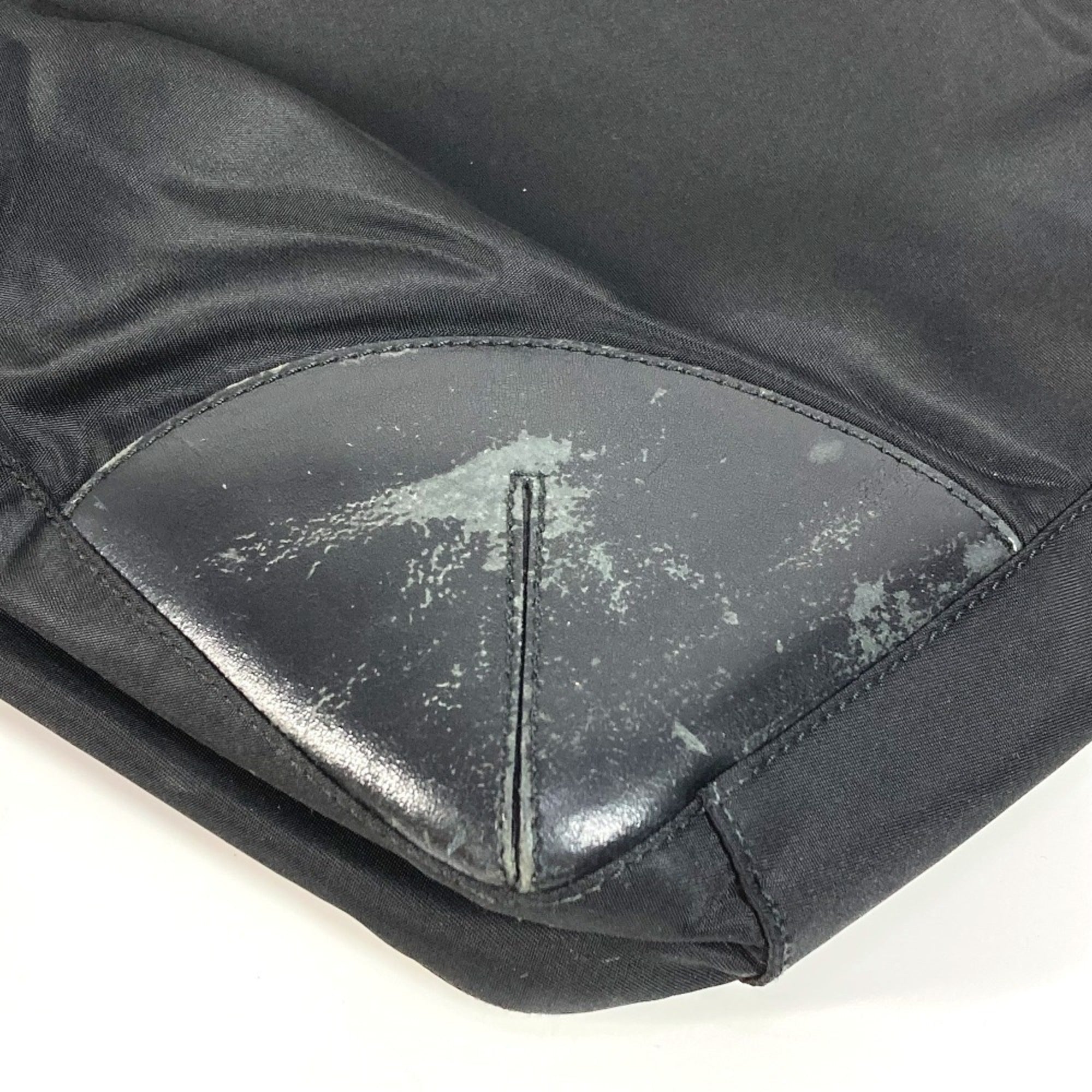 Prada Black Nylon Leather Shoulder Bag Tote Bag (Pre-Owned)