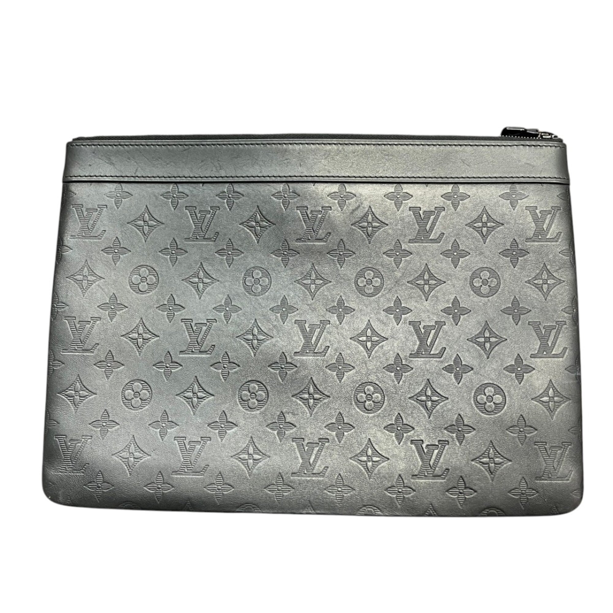 Louis Vuitton Monogram Shadow Black Leather Clutch Bag Pochette (Pre-Owned)