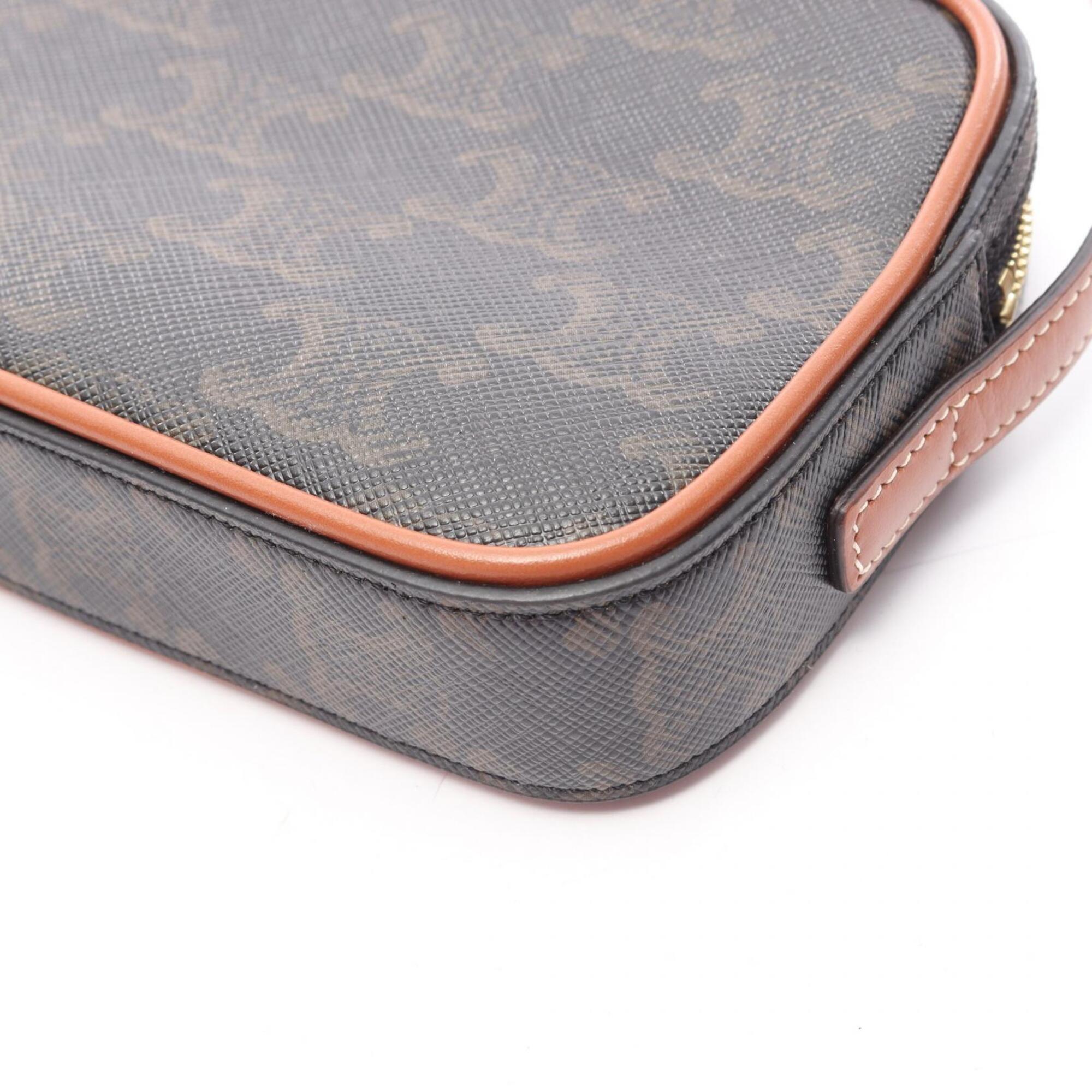 Celine Black Brown Coated Canvas Pvc Leather Handbag Shoulder Bag (Pre-Owned)
