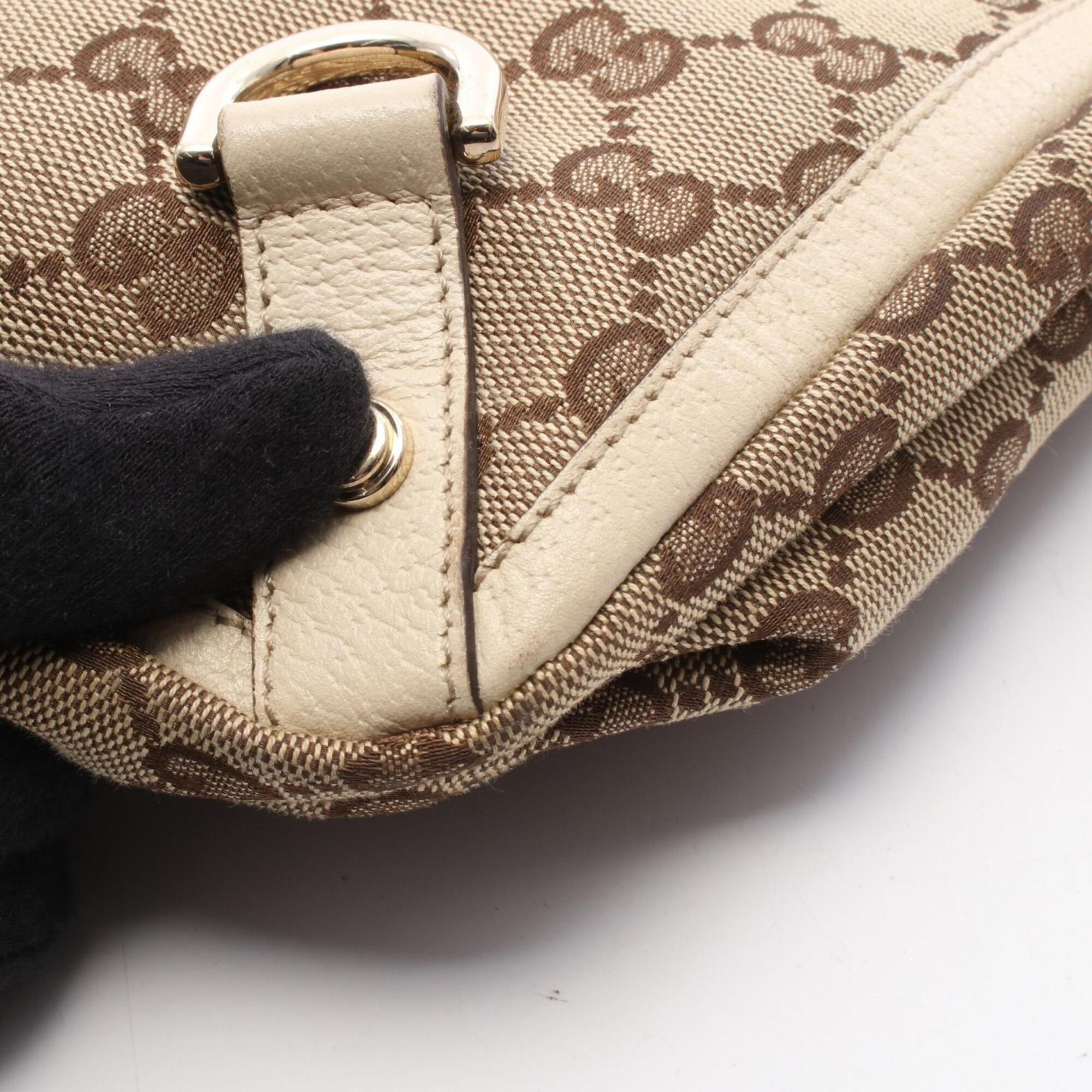 Gucci Abbey Beige Ivory Canvas Leather Handbag Tote Bag (Pre-Owned)