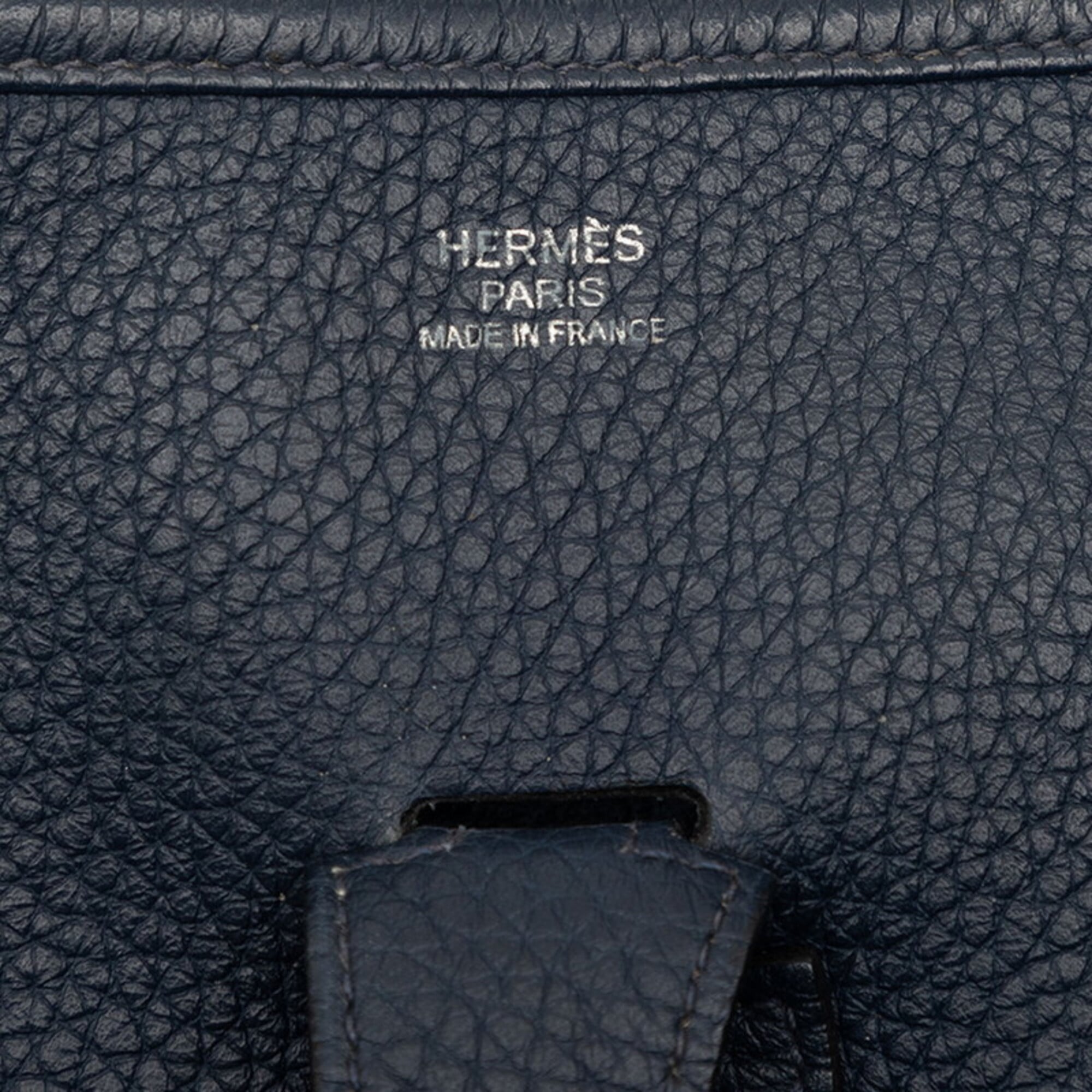 Hermes Navy Taurillon Clemence Leather Shoulder Bag (Pre-Owned)