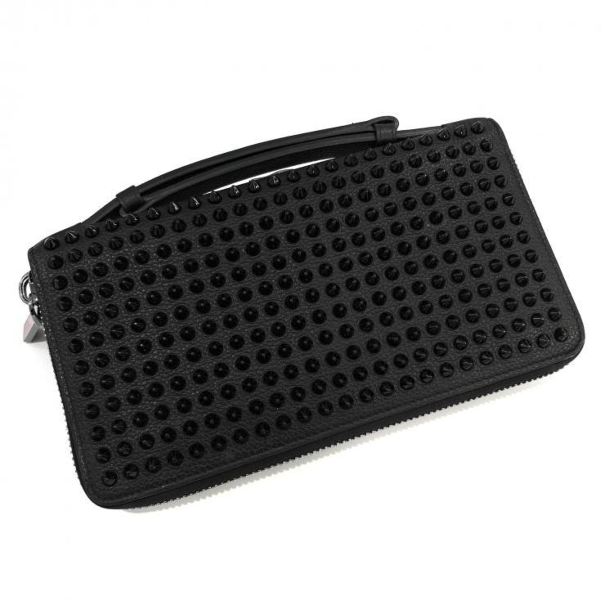 Christian Louboutin Black Red Color Leather Long Wallet (Bi-Fold) (Pre-Owned)