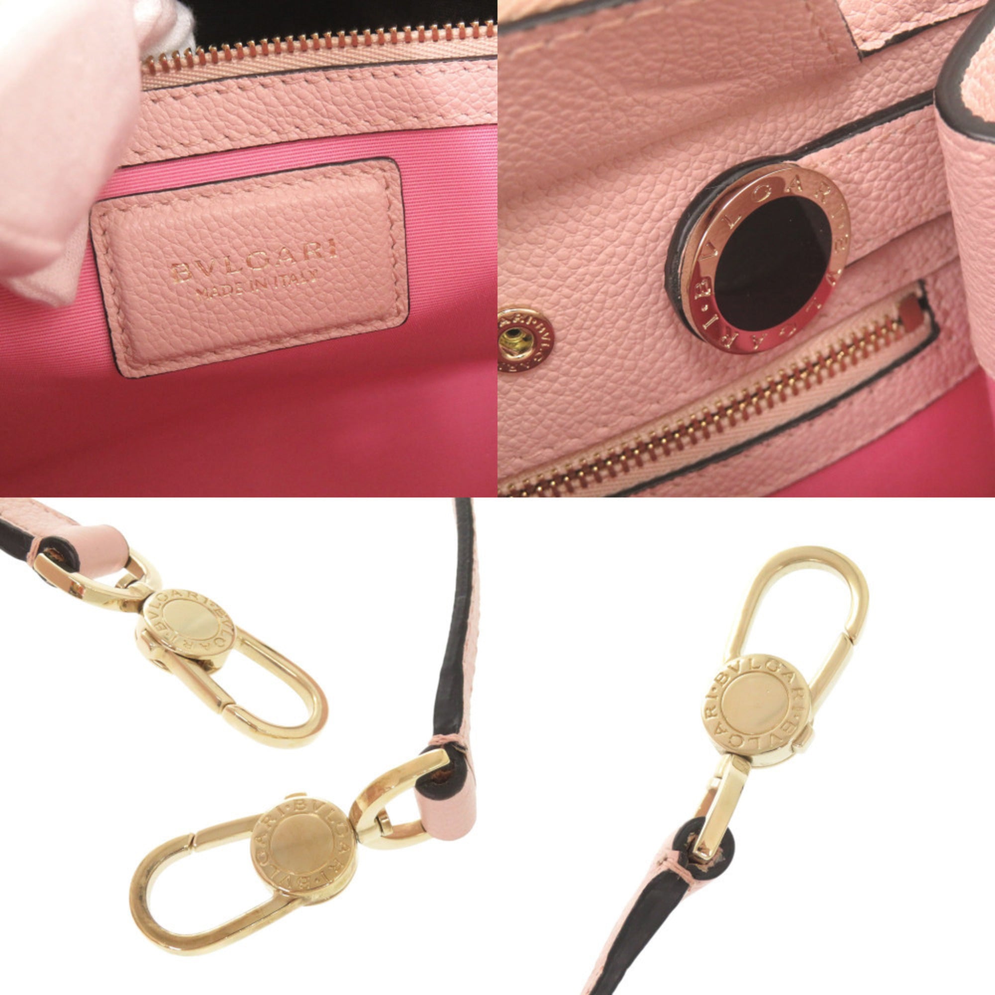 Bvlgari Pink Leather Handbag Shoulder Bag Tote Bag (Pre-Owned)