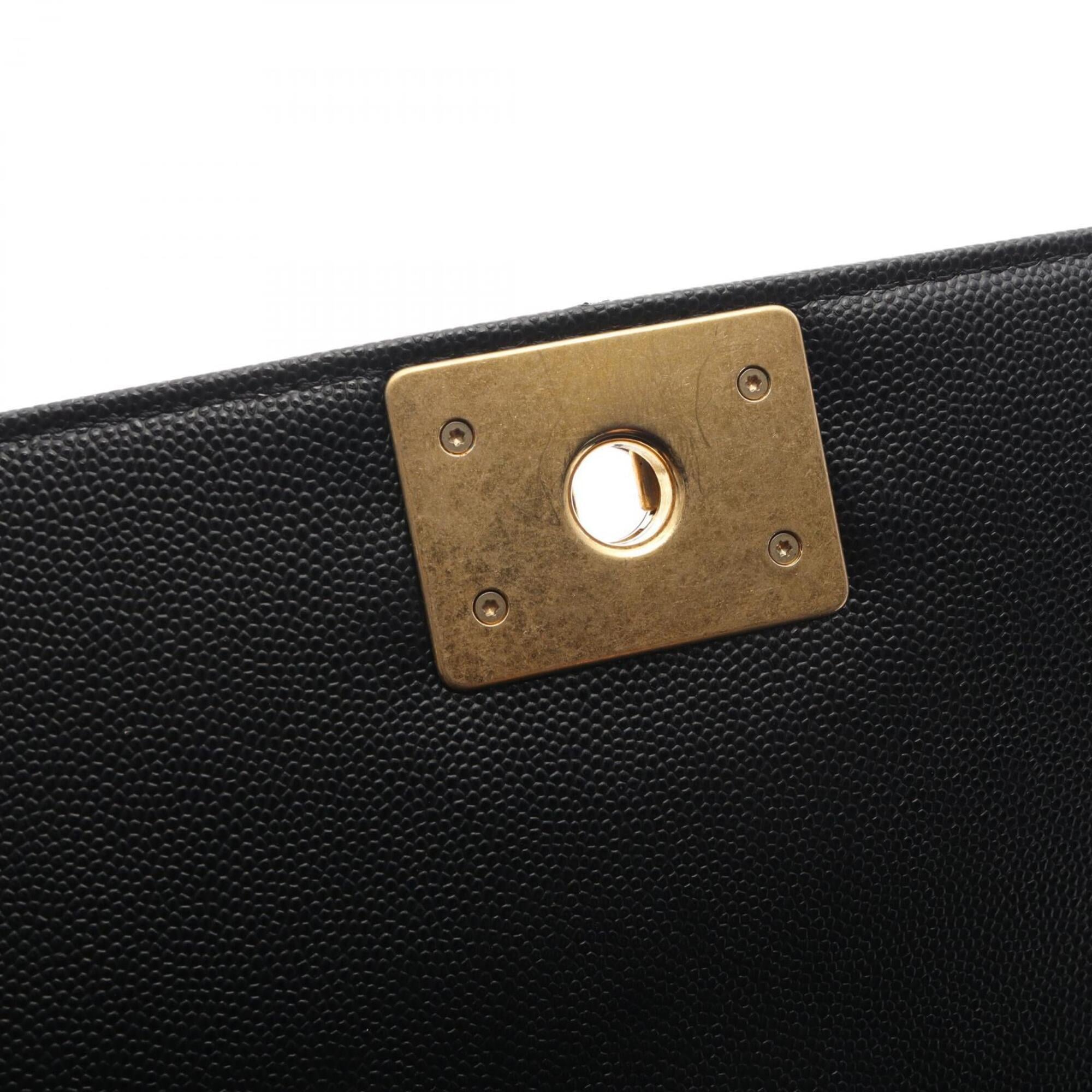 Chanel Black Grained Calfskin Handbag Shoulder Bag (Pre-Owned)
