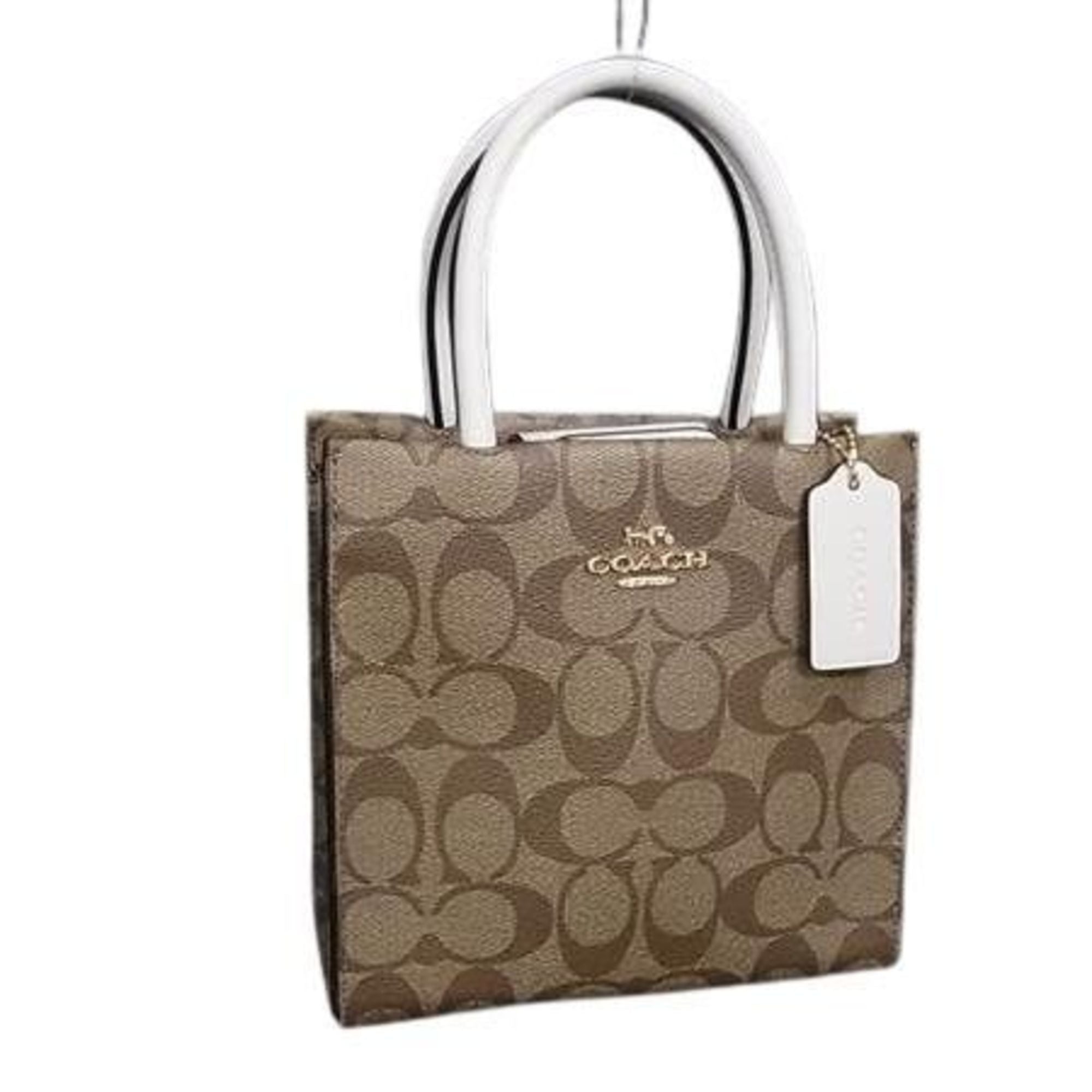 Coach Signature Brown Pvc Handbag Shoulder Bag Tote Bag (Pre-Owned)