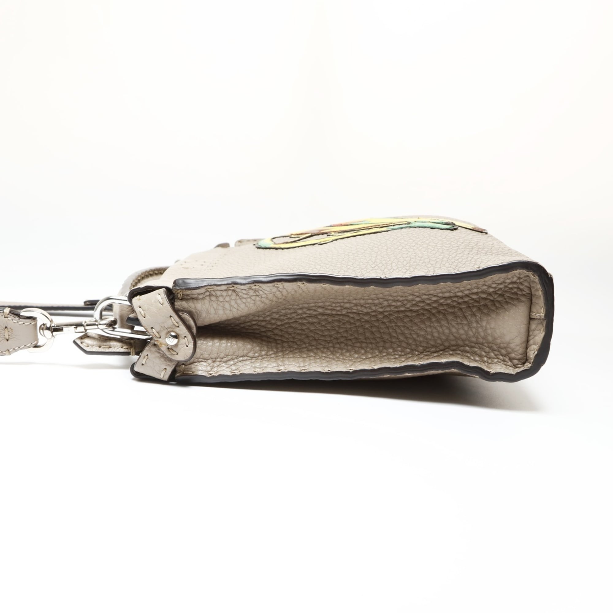 Fendi Peekaboo Gray Leather Shoulder Bag (Pre-Owned)