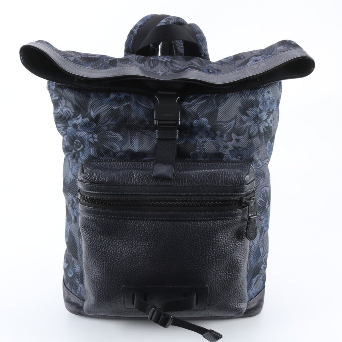 Coach Navy Leather Nylon Backpack Shoulder Bag (Pre-Owned)