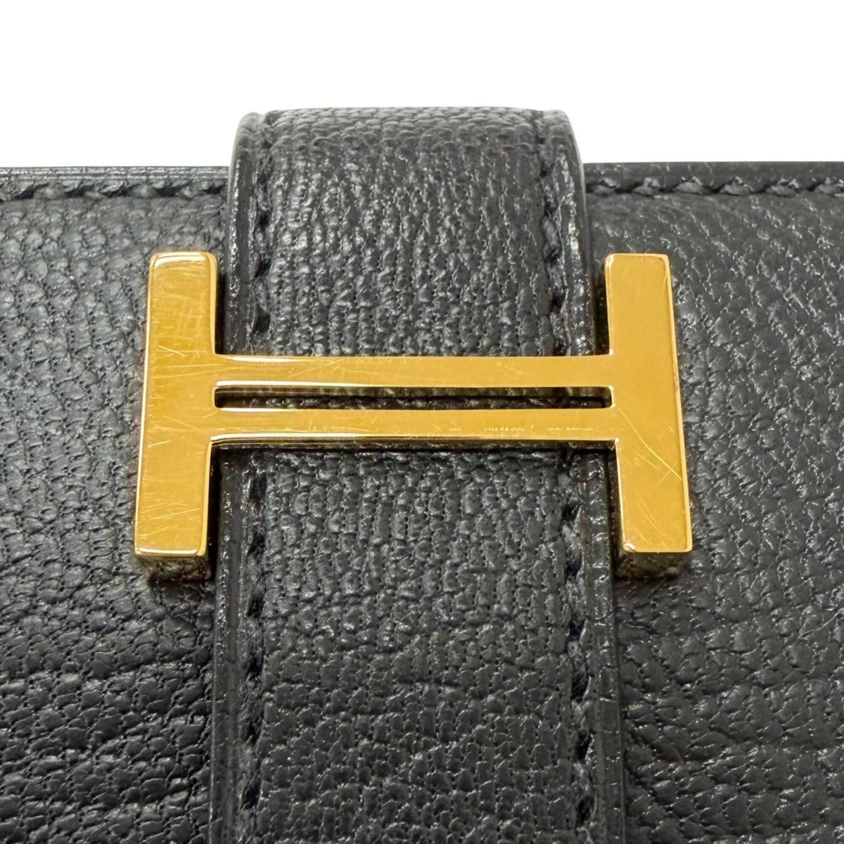 Hermes Black Chevre Leather Long Wallet (Bi-Fold) (Pre-Owned)