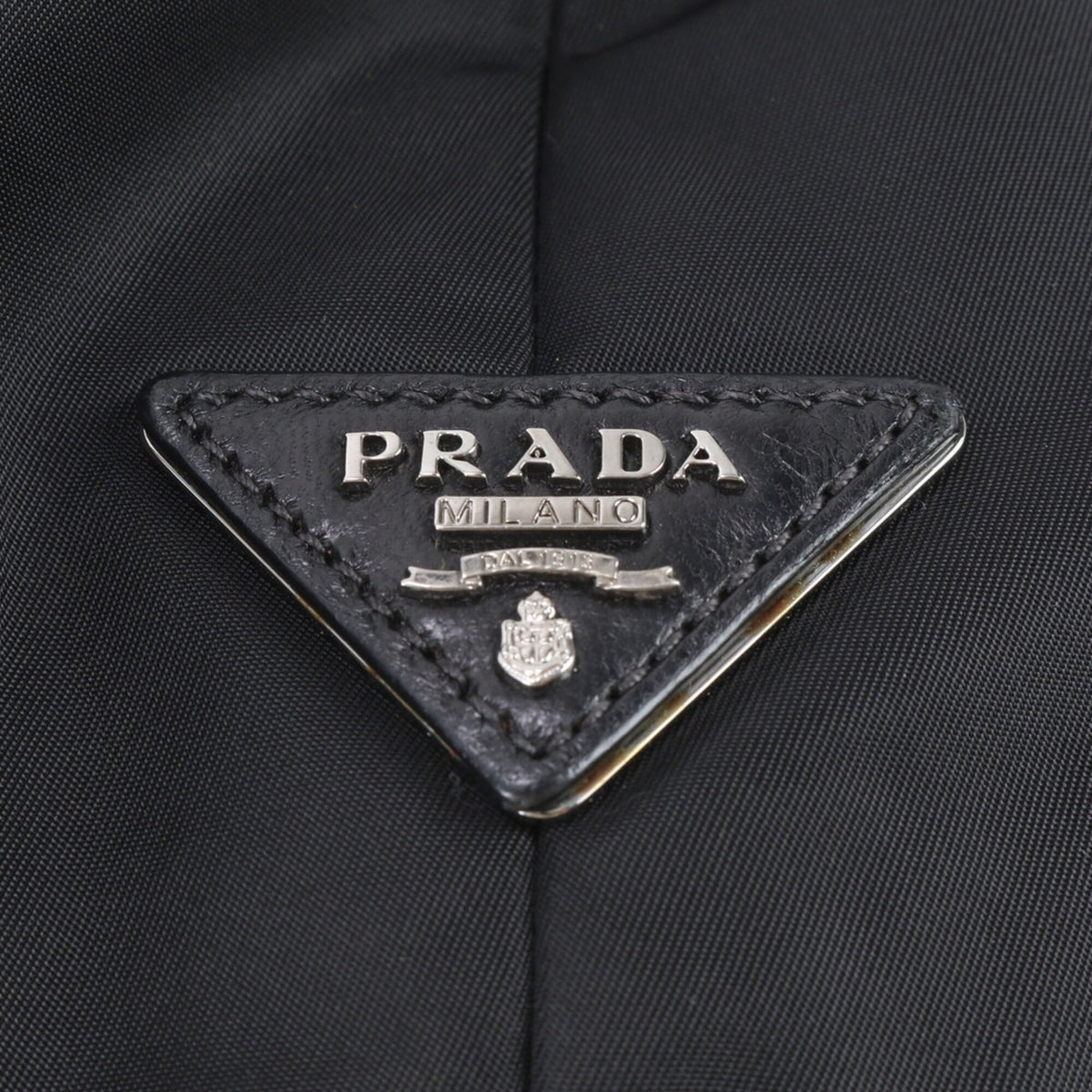 Prada Black Khaki Leather Nylon Shoulder Bag Tote Bag (Pre-Owned)
