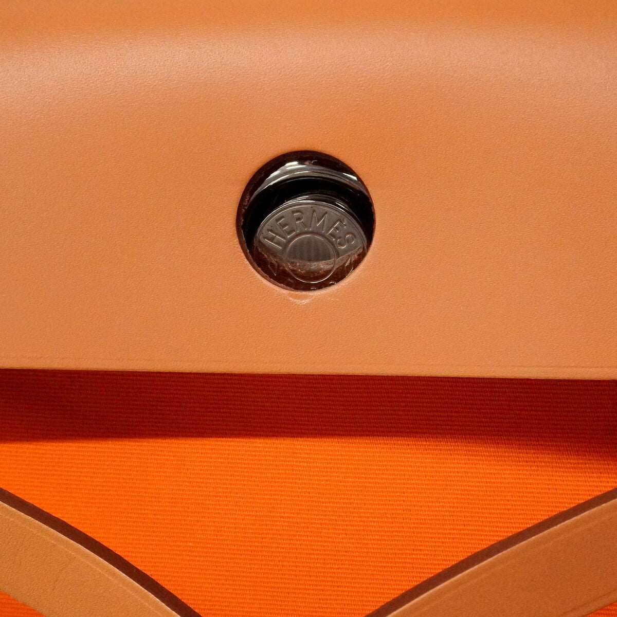 Hermes Natural Orange Toile Officier Handbag (Pre-Owned)