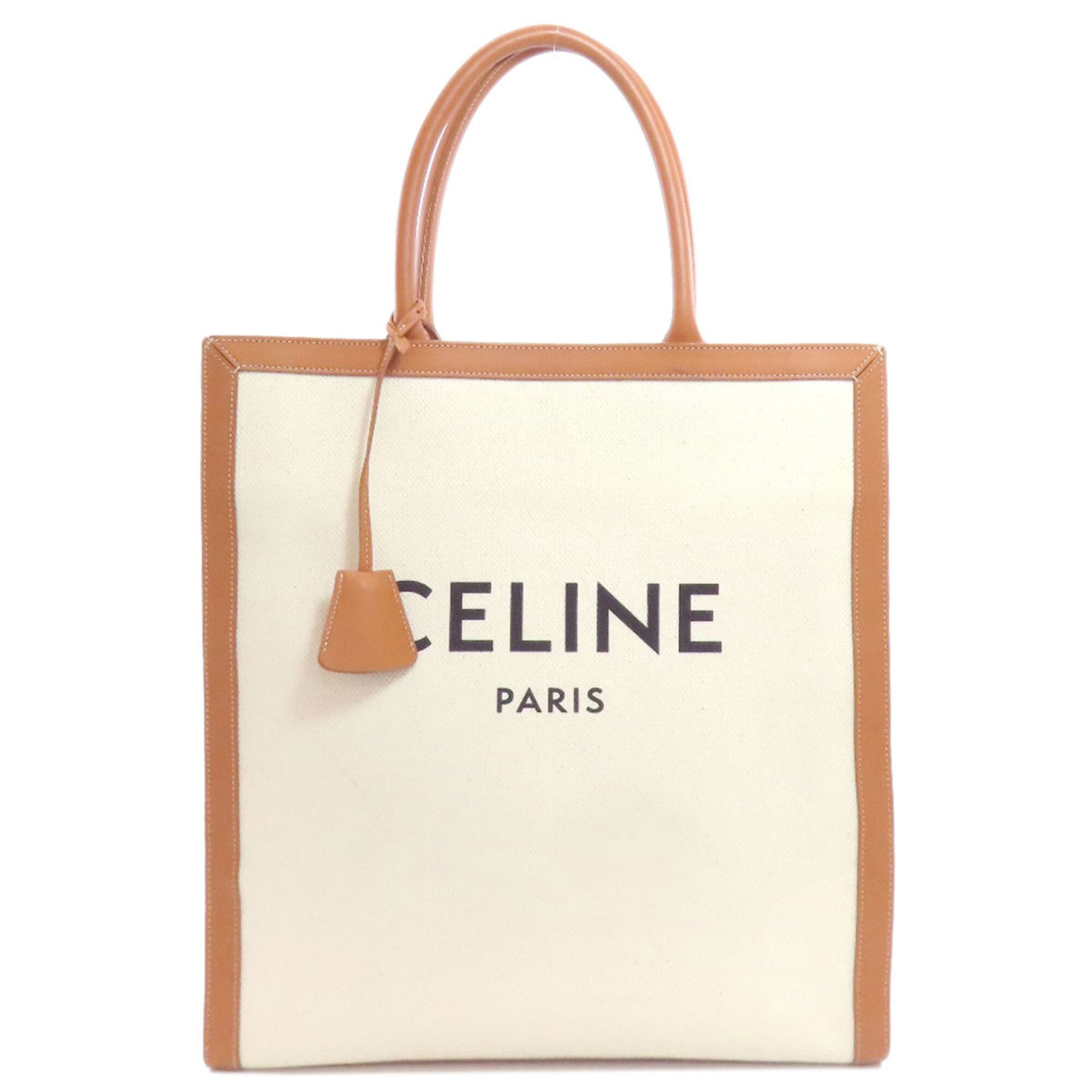 Celine Brown White Canvas Tote Bag (Pre-Owned)