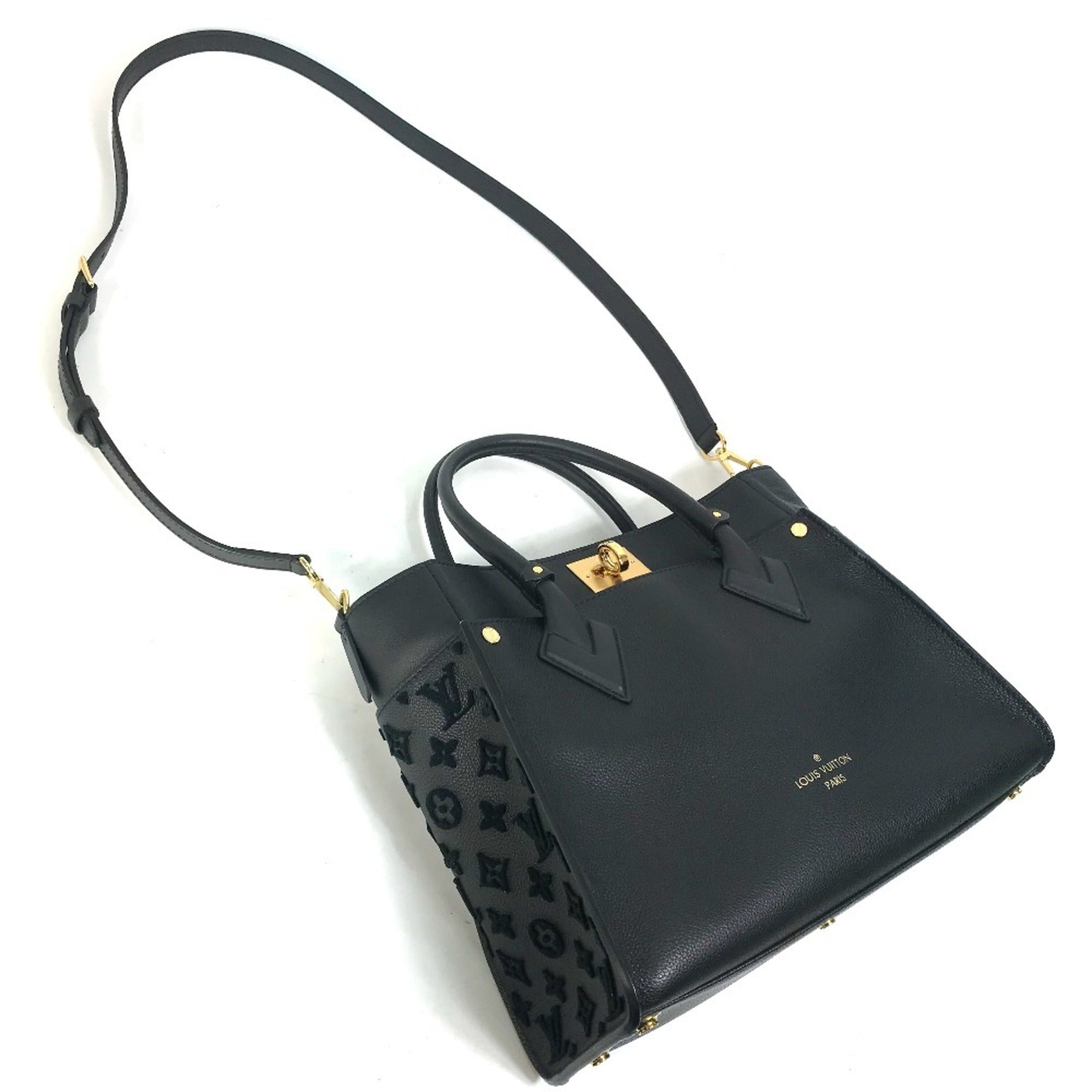 Louis Vuitton Black Leather Handbag Shoulder Bag Tote Bag (Pre-Owned)