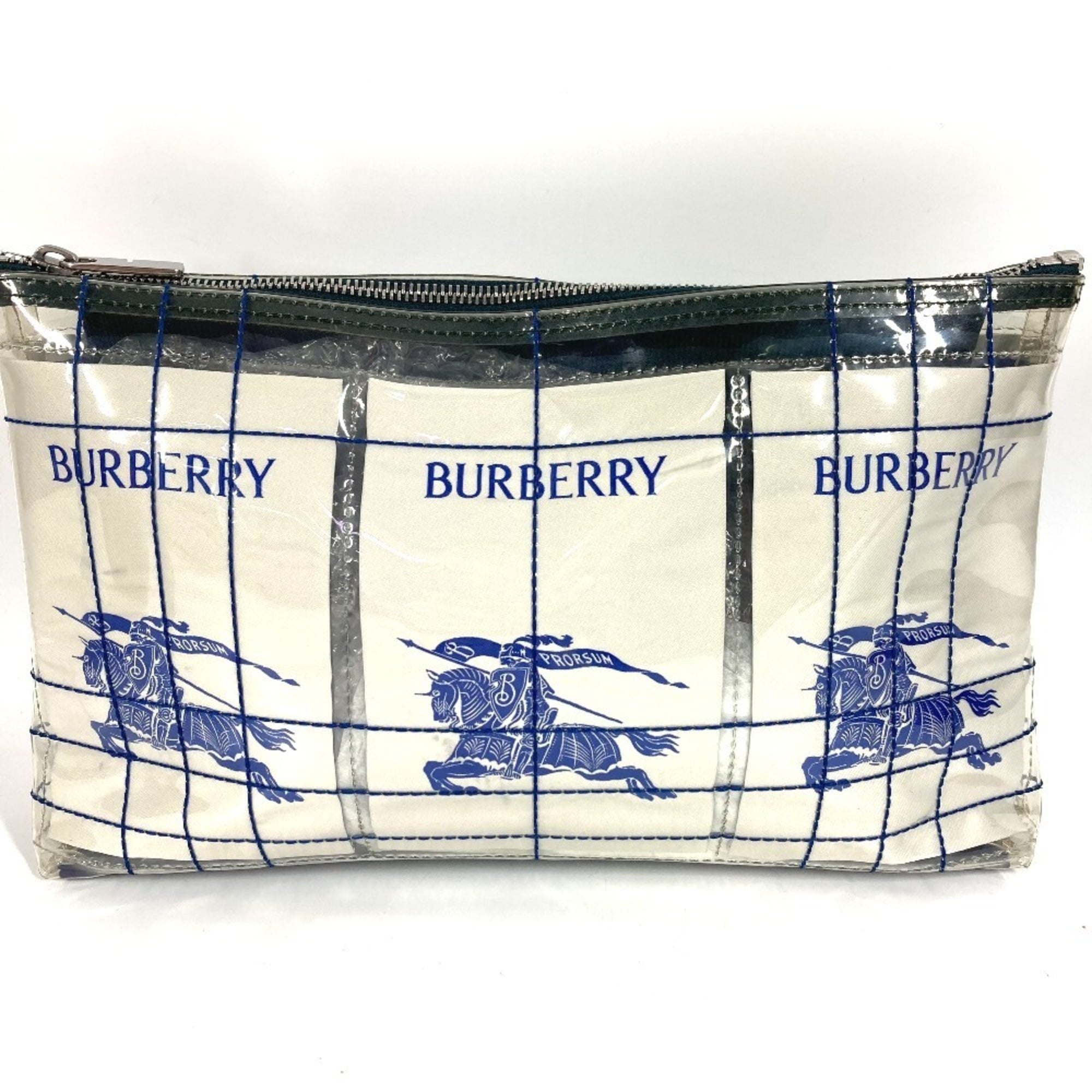 Burberry Blue Clear Vinyl Clutch Bag Handbag Pouch (Pre-Owned)