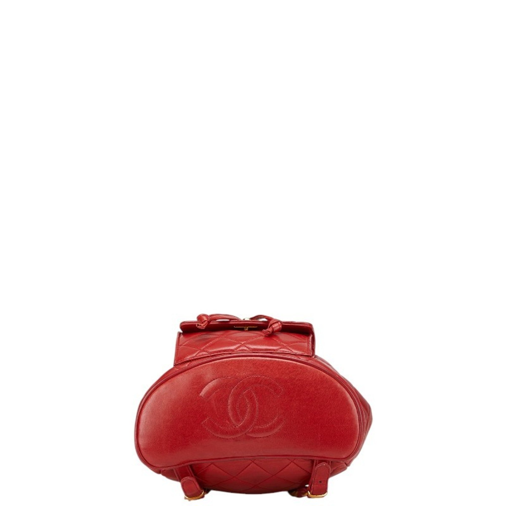 Chanel Red Color Leather Backpack (Pre-Owned)