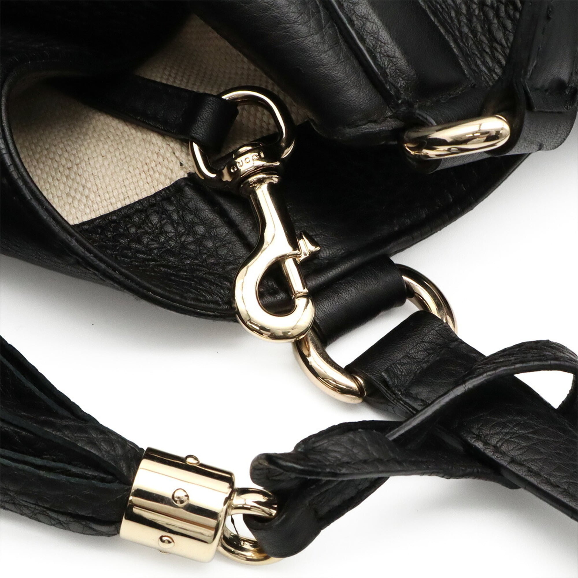 Gucci Black Leather Shoulder Bag Tote Bag (Pre-Owned)