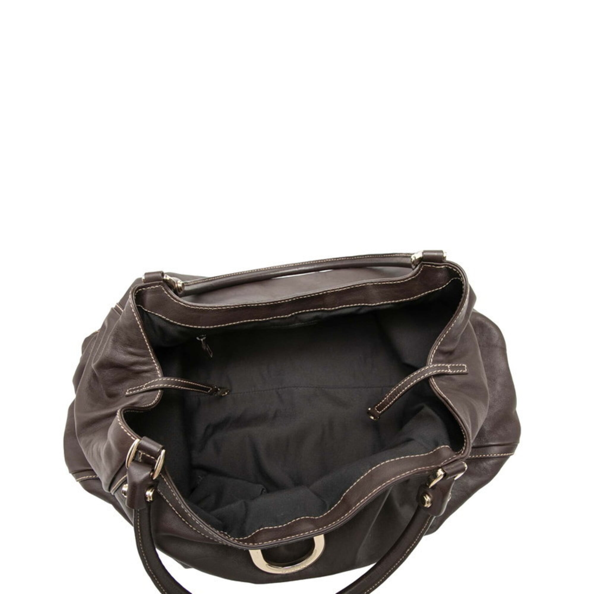 Gucci Brown Leather Shoulder Bag Tote Bag (Pre-Owned)