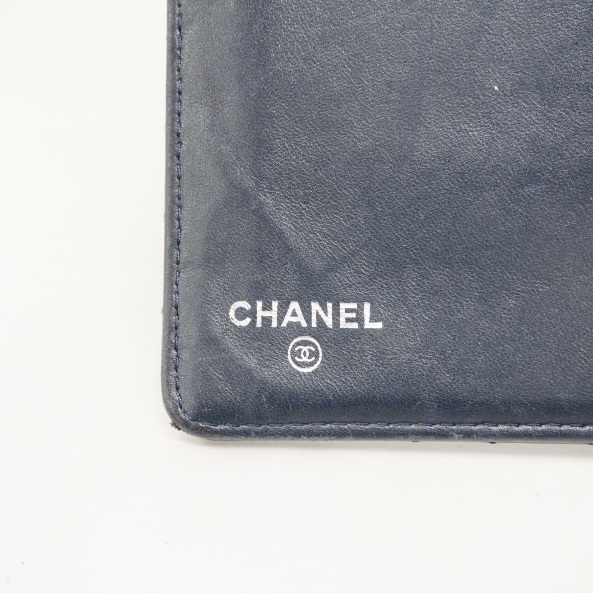Chanel Navy Patent Leather Long Wallet (Bi-Fold) (Pre-Owned)