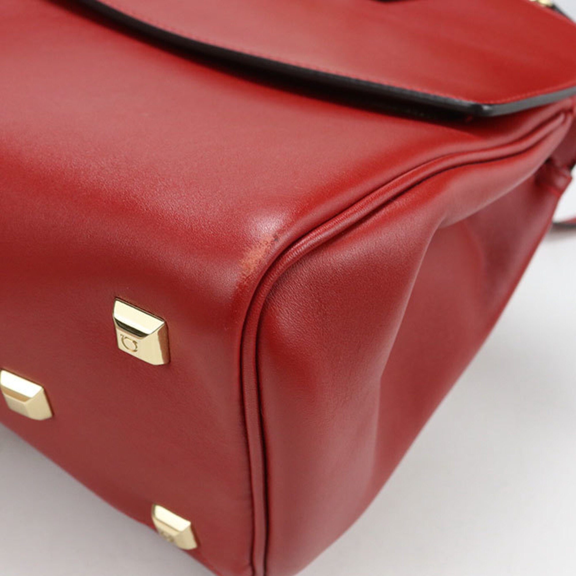 Salvatore Ferragamo Red Color Leather Tote Bag (Pre-Owned)