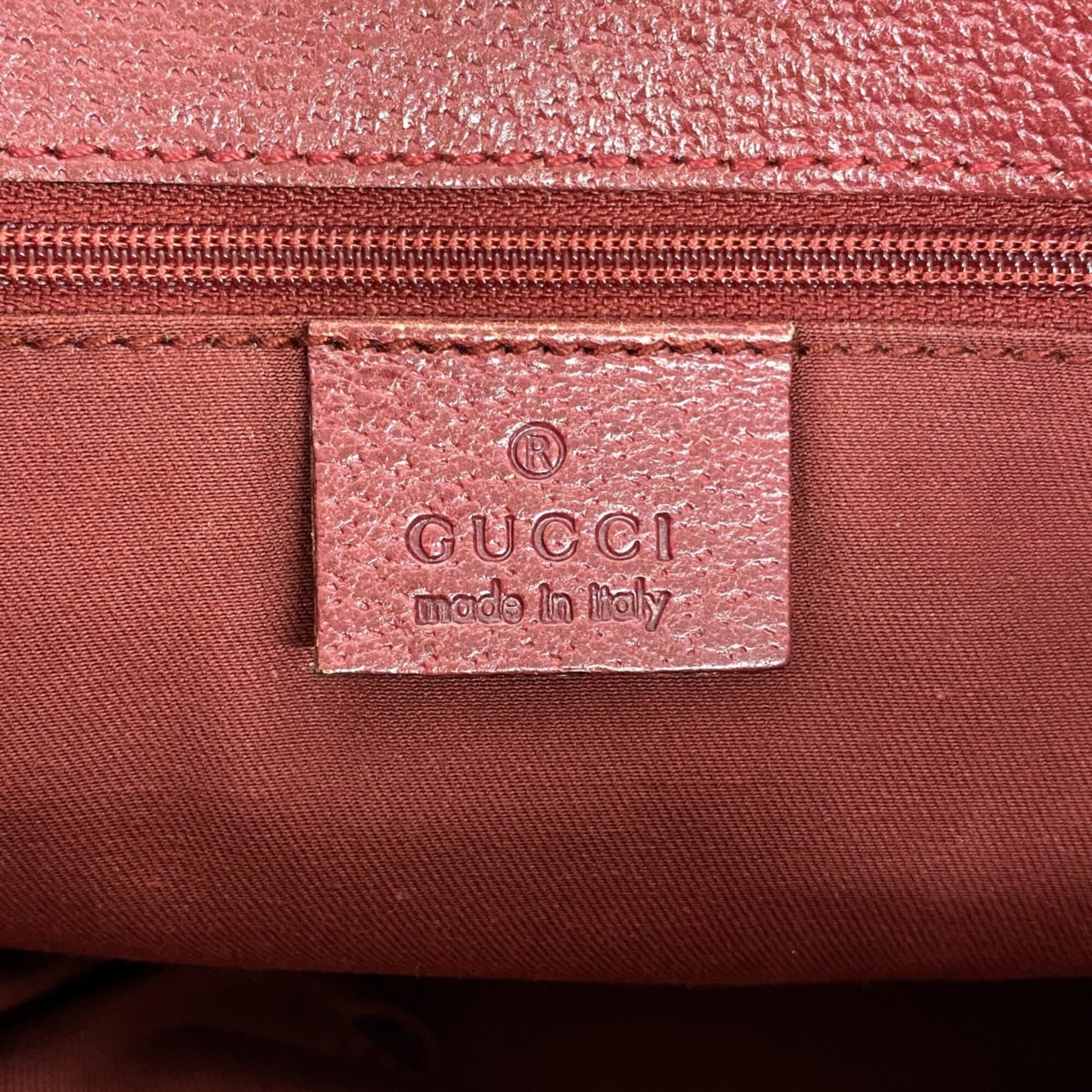 Gucci Beige Bordeaux Canvas Tote Bag (Pre-Owned)