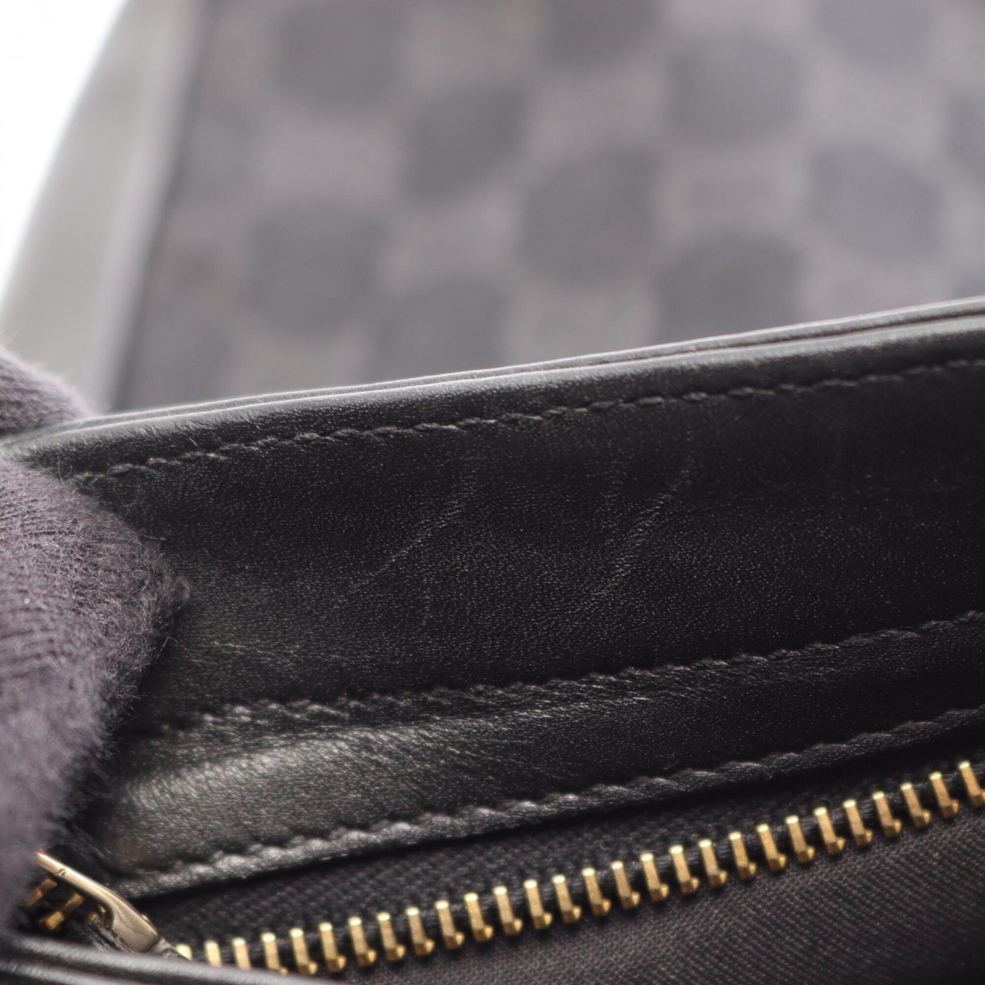 Gucci Black Gg Canvas Leather Handbag Shoulder Bag (Pre-Owned)