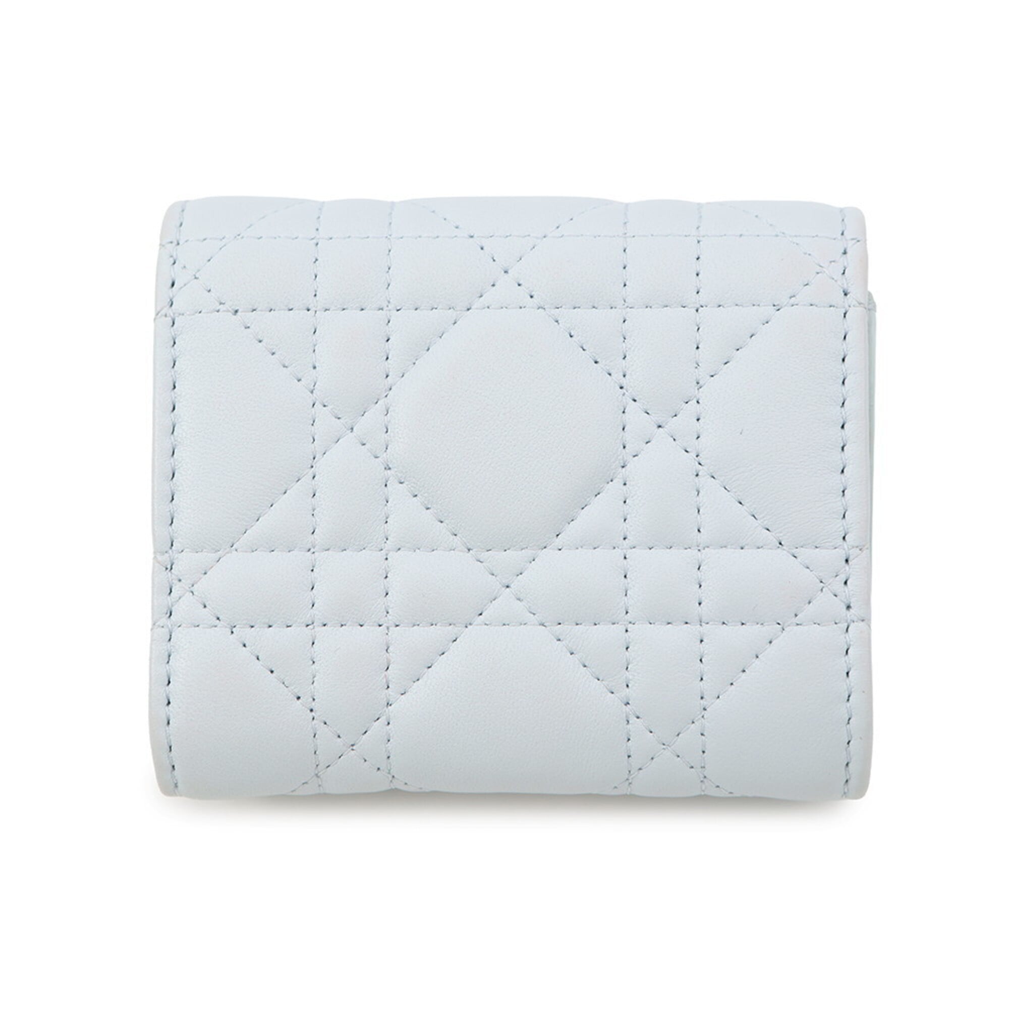 Christian Dior Light Blue Leather Wallet (Tri-Fold) (Pre-Owned)