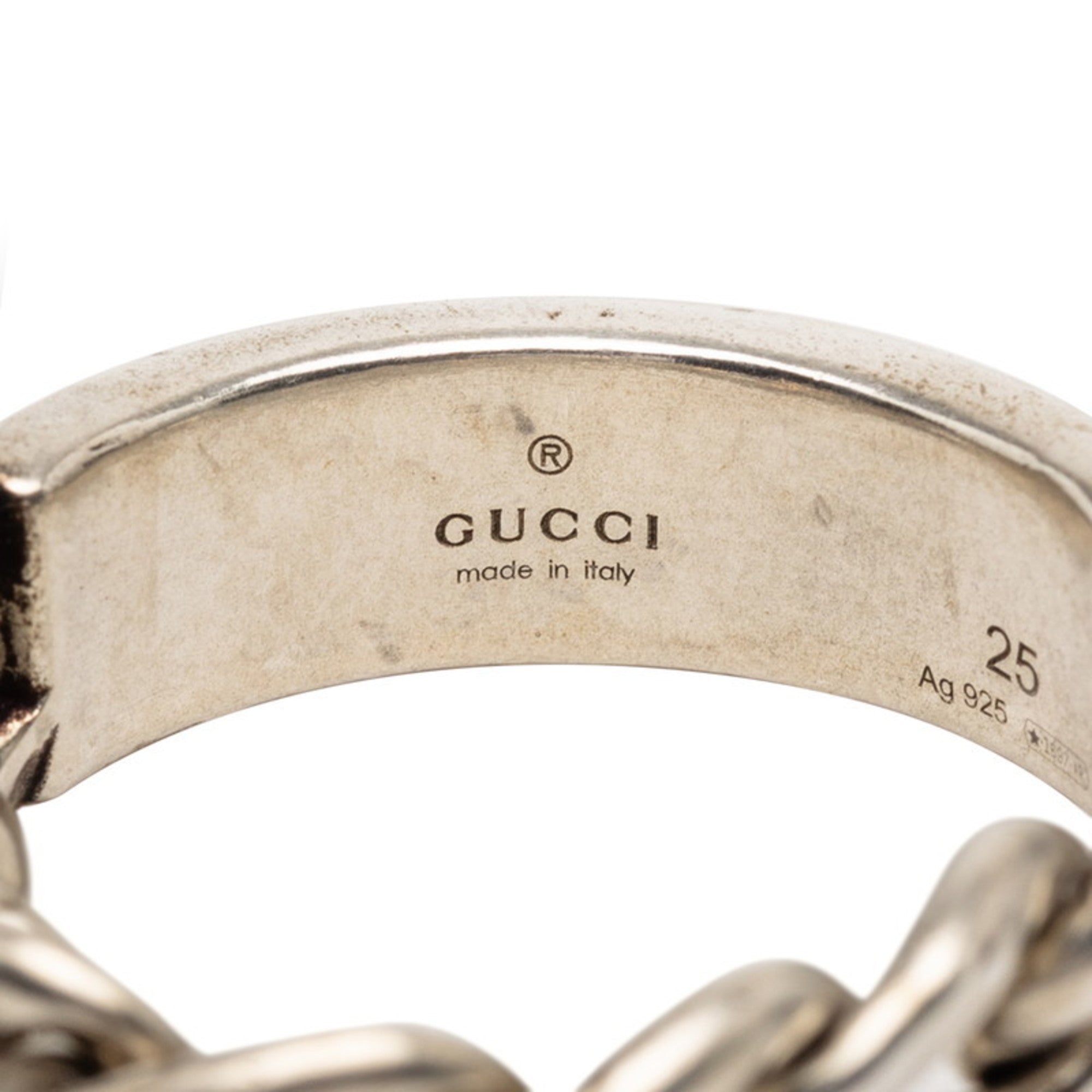Gucci Silver Light Blue Enamel Silver 925 Band Ring (Pre-Owned)