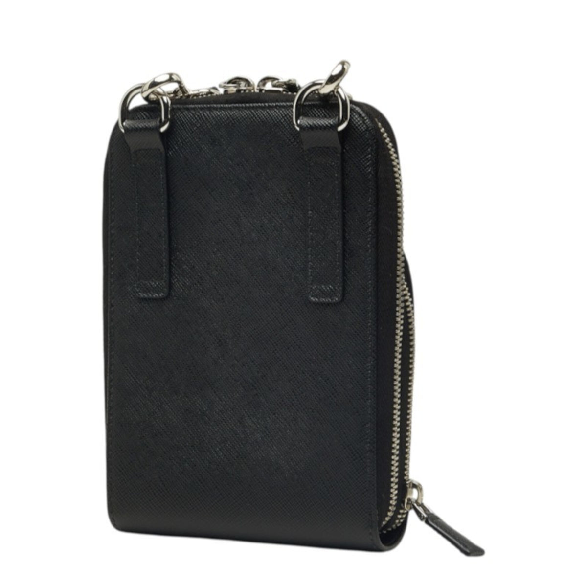 Prada Black Saffiano Triangle Leather Shoulder Bag (Pre-Owned)