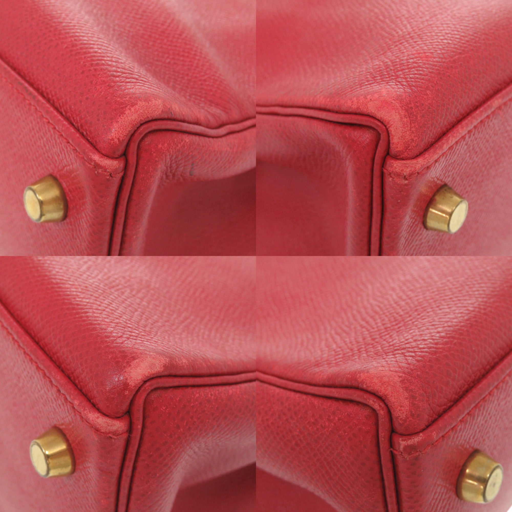 Hermes Rouge Vif Vert Courchevel Leather Handbag (Pre-Owned)