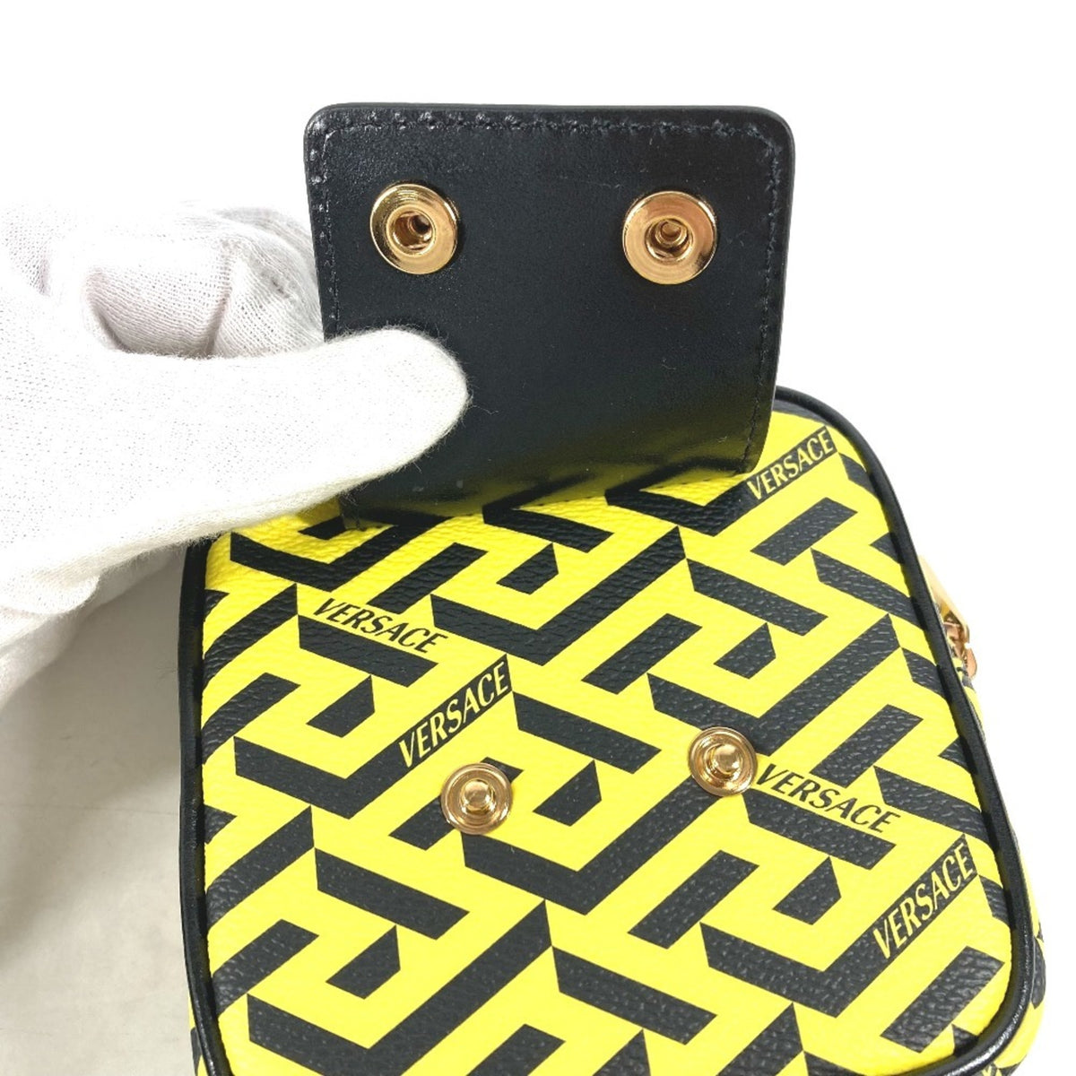 Versace Black Yellow Leather Pouch (Pre-Owned)