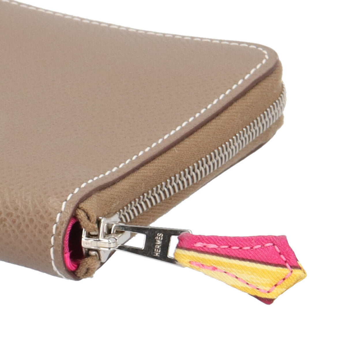 Hermes Silk'in Beige Etoupe Gray Multi-Color Epsom Leather Silk Coin Purse/Coin Case (Pre-Owned)