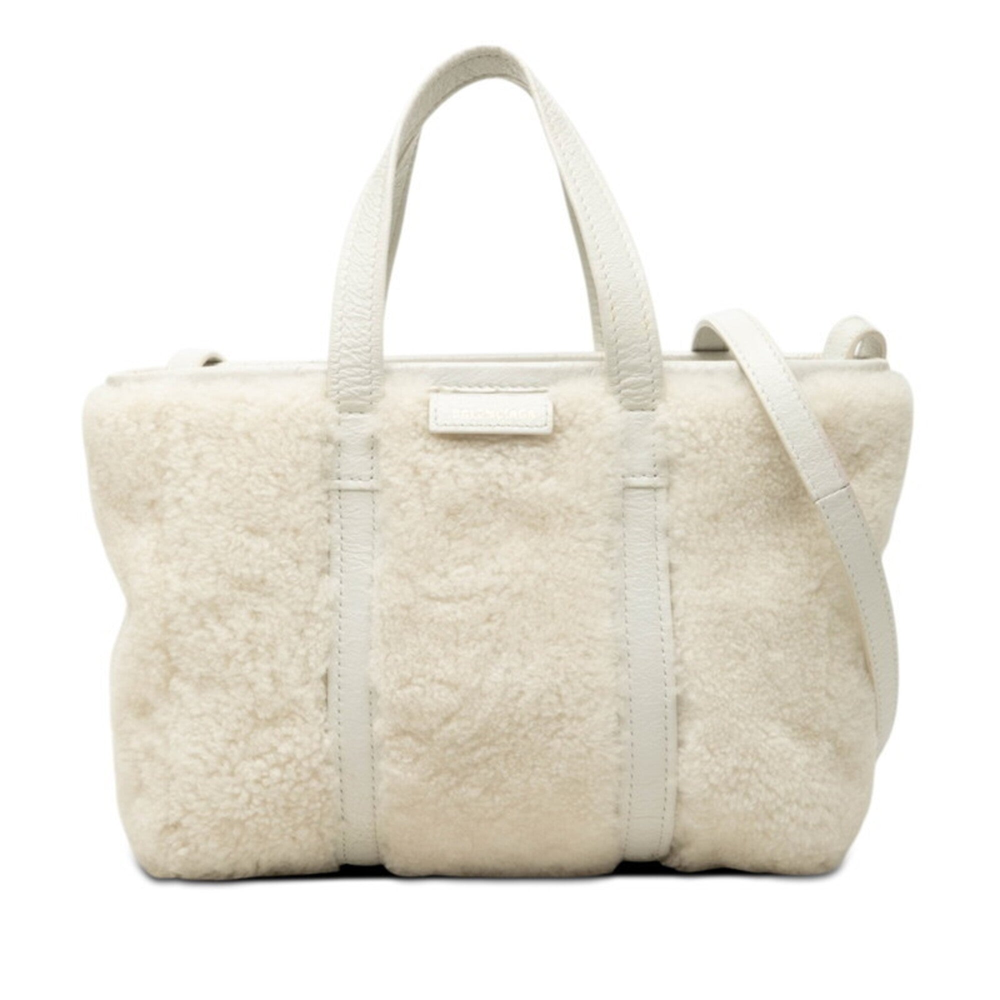 Balenciaga White Leather Handbag Shoulder Bag Tote Bag (Pre-Owned)