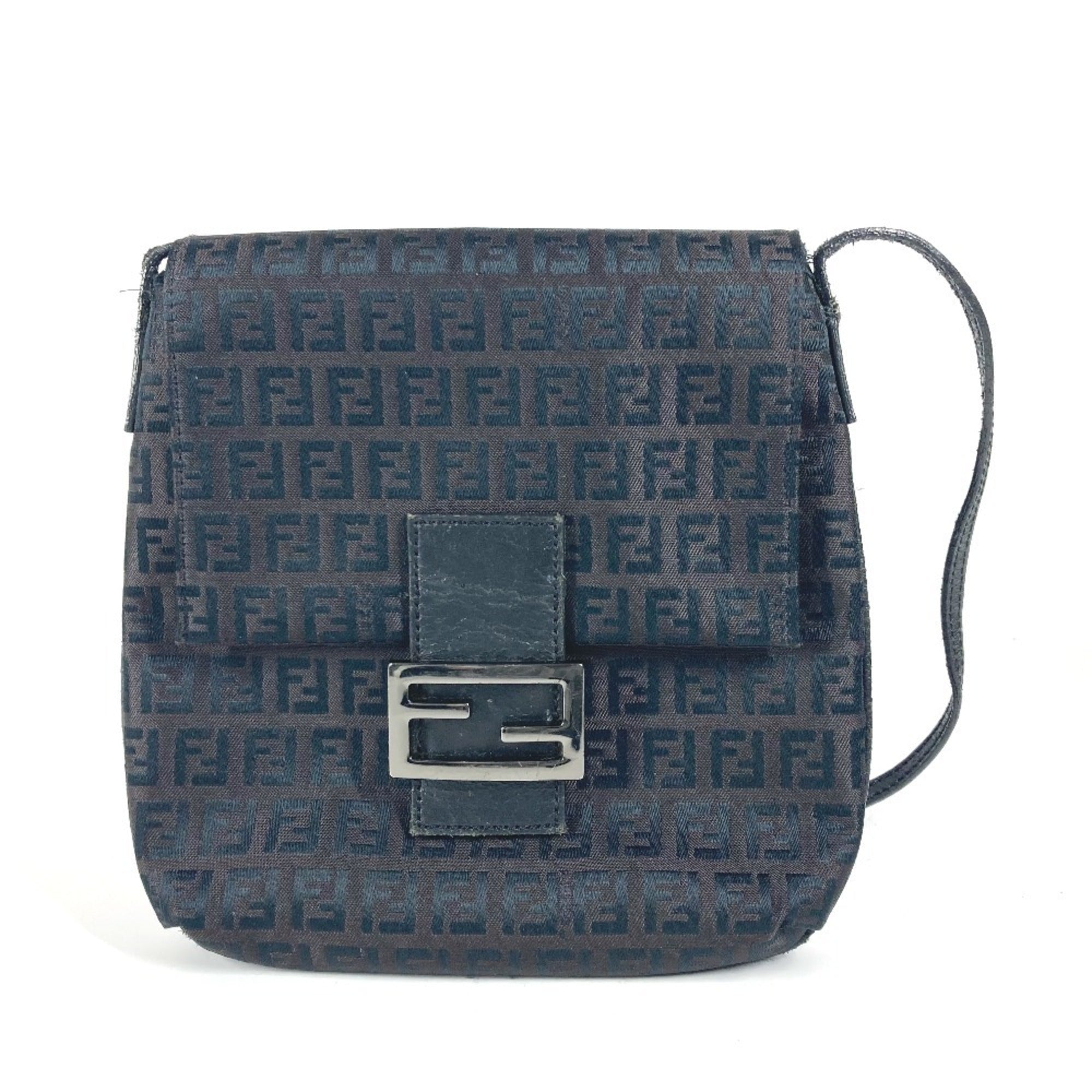 Fendi Black Canvas Leather Pochette Shoulder Bag (Pre-Owned)