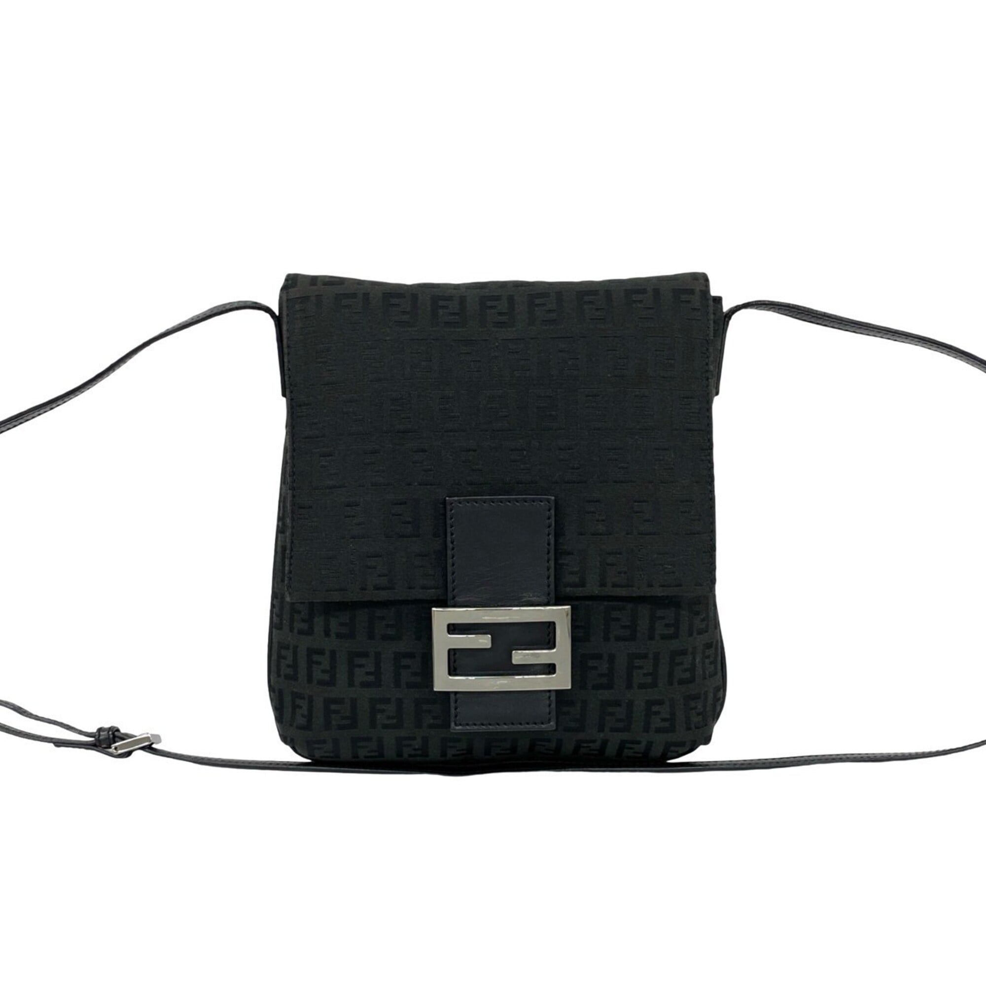 Fendi Black Canvas Leather Pochette Shoulder Bag (Pre-Owned)