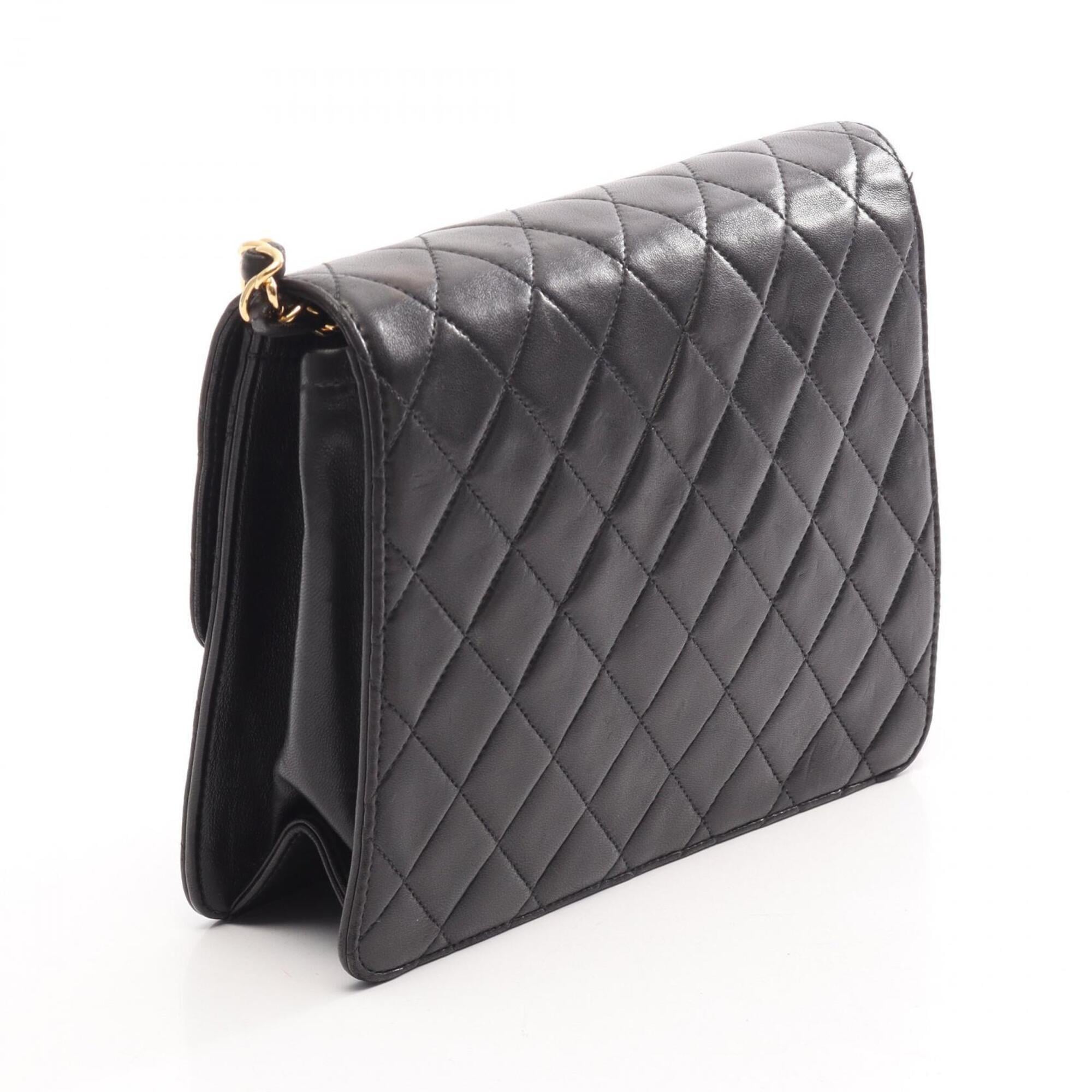 Chanel Black Leather Handbag Shoulder Bag (Pre-Owned)