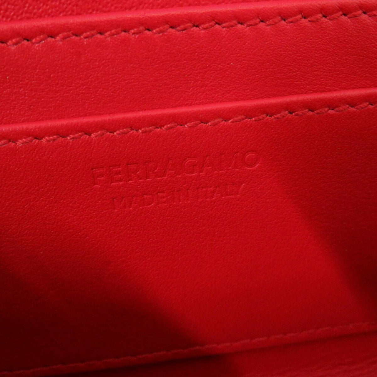Salvatore Ferragamo Red Color Leather Clutch Bag Shoulder Bag (Pre-Owned)