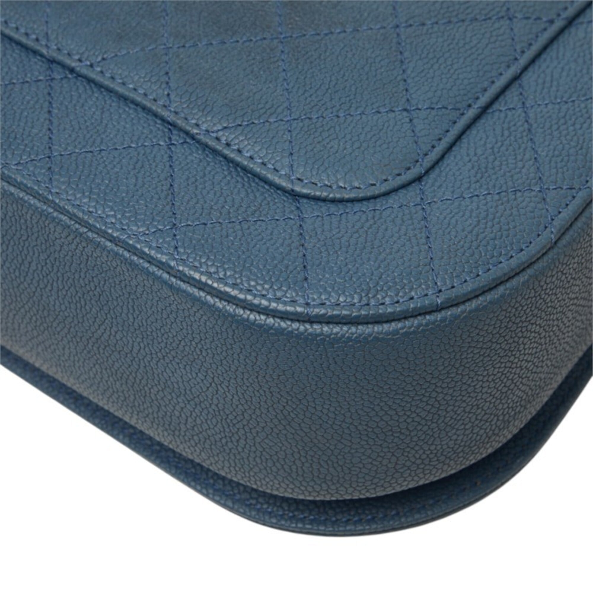 Chanel Blue Grained Calfskin Handbag Shoulder Bag (Pre-Owned)
