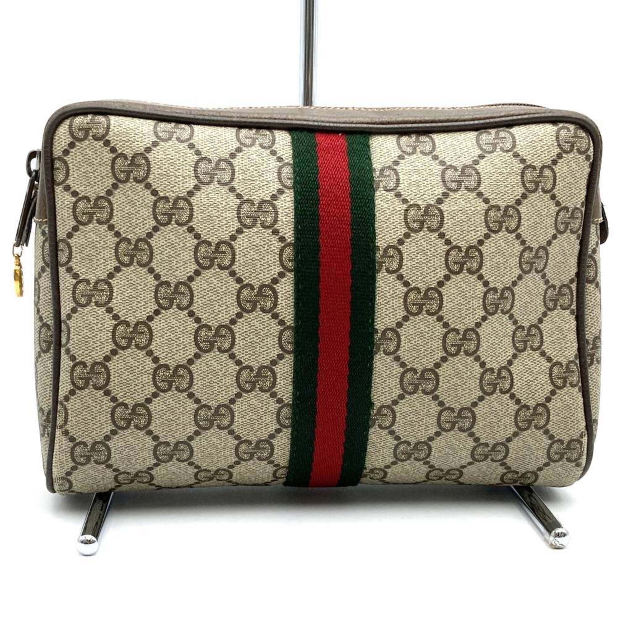 Gucci Brown Gg Supreme Clutch Bag Pouch (Pre-Owned)
