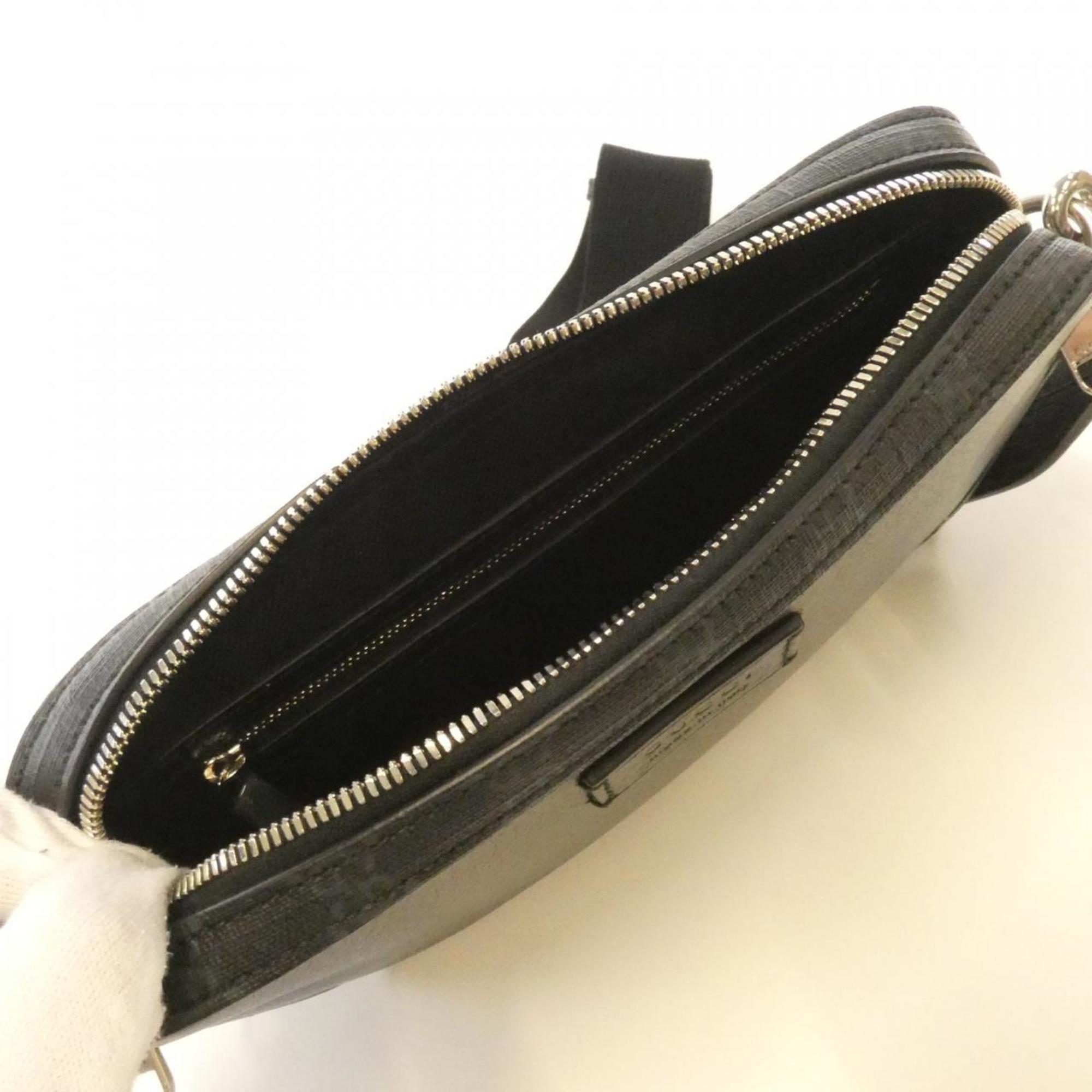 Gucci Black Leather Gg Supreme Shoulder Bag (Pre-Owned)