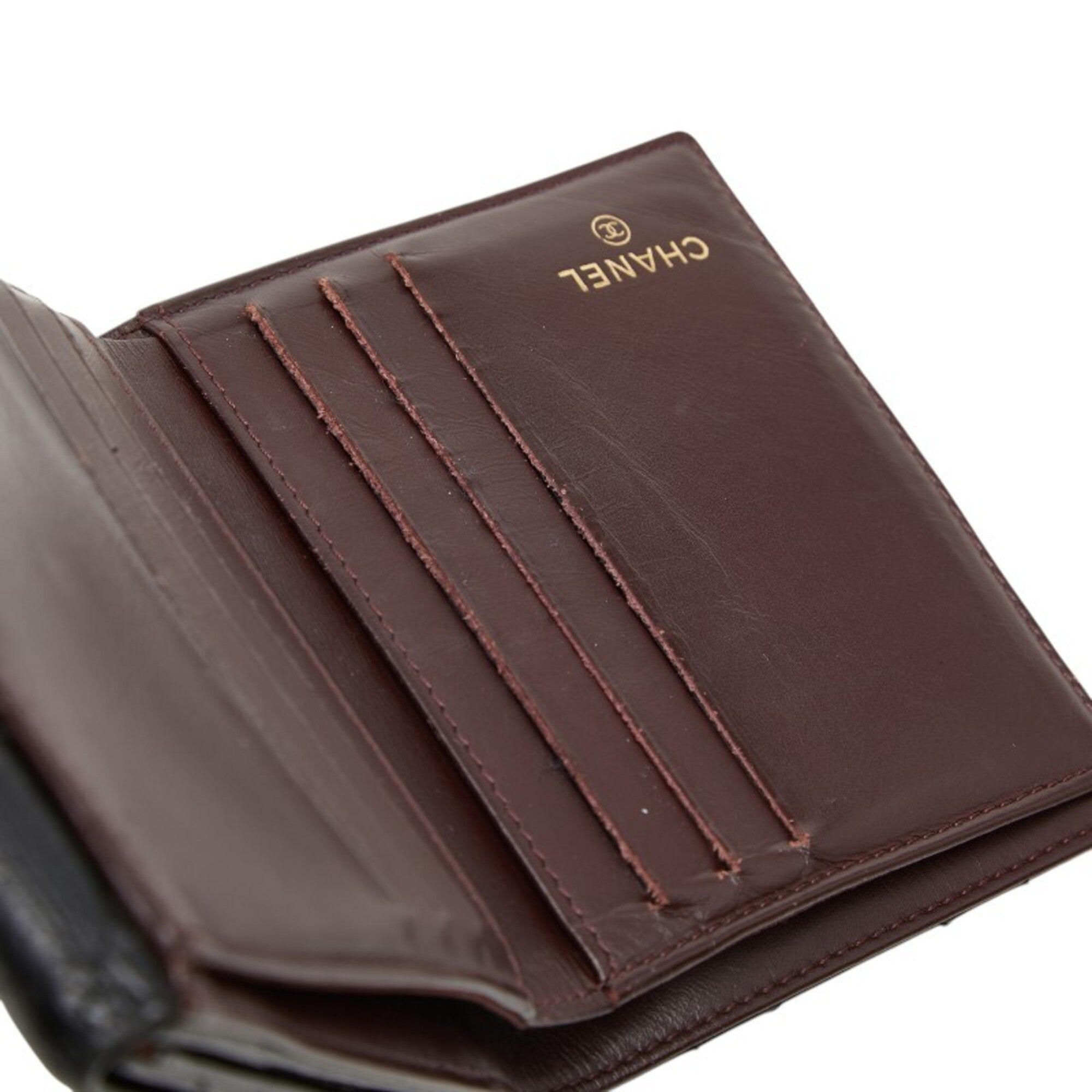 Chanel Black Grained Calfskin Wallet (Bi-Fold) (Pre-Owned)