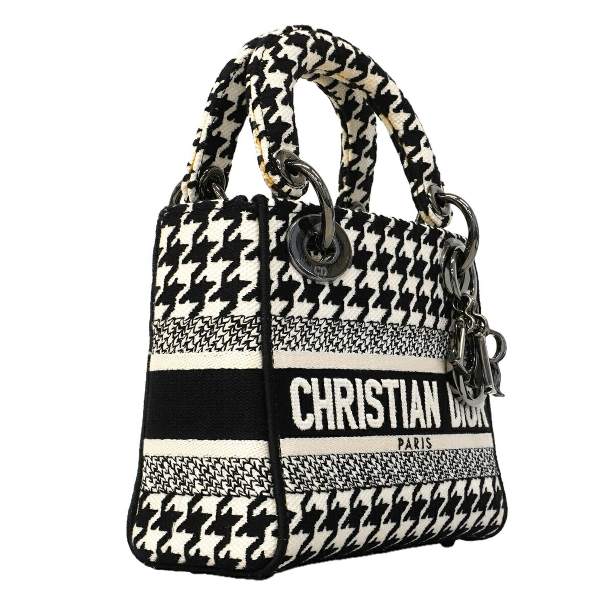 Christian Dior Black White Canvas Handbag (Pre-Owned)