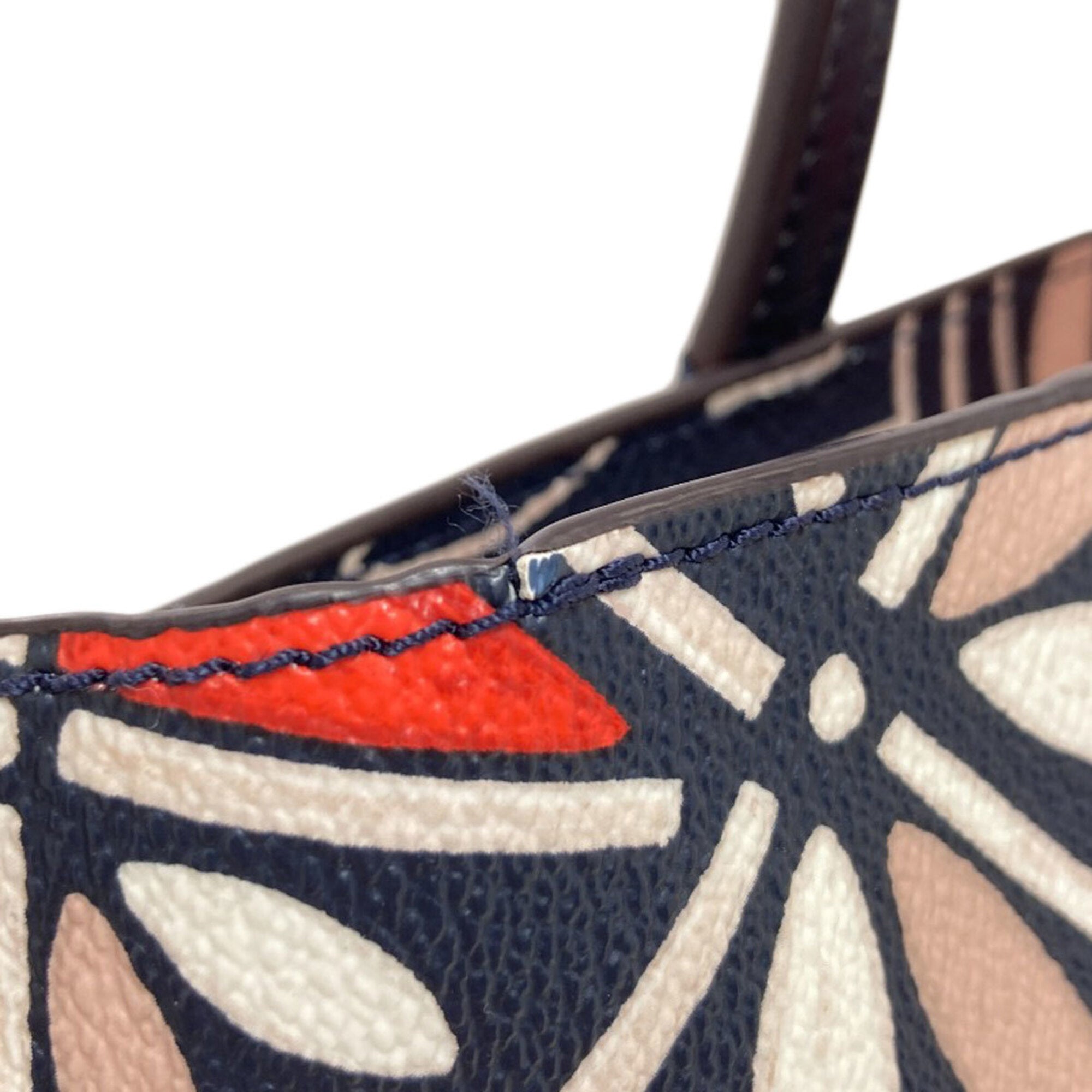 Tory Burch Navy Red Color White Pvc Handbag (Pre-Owned)