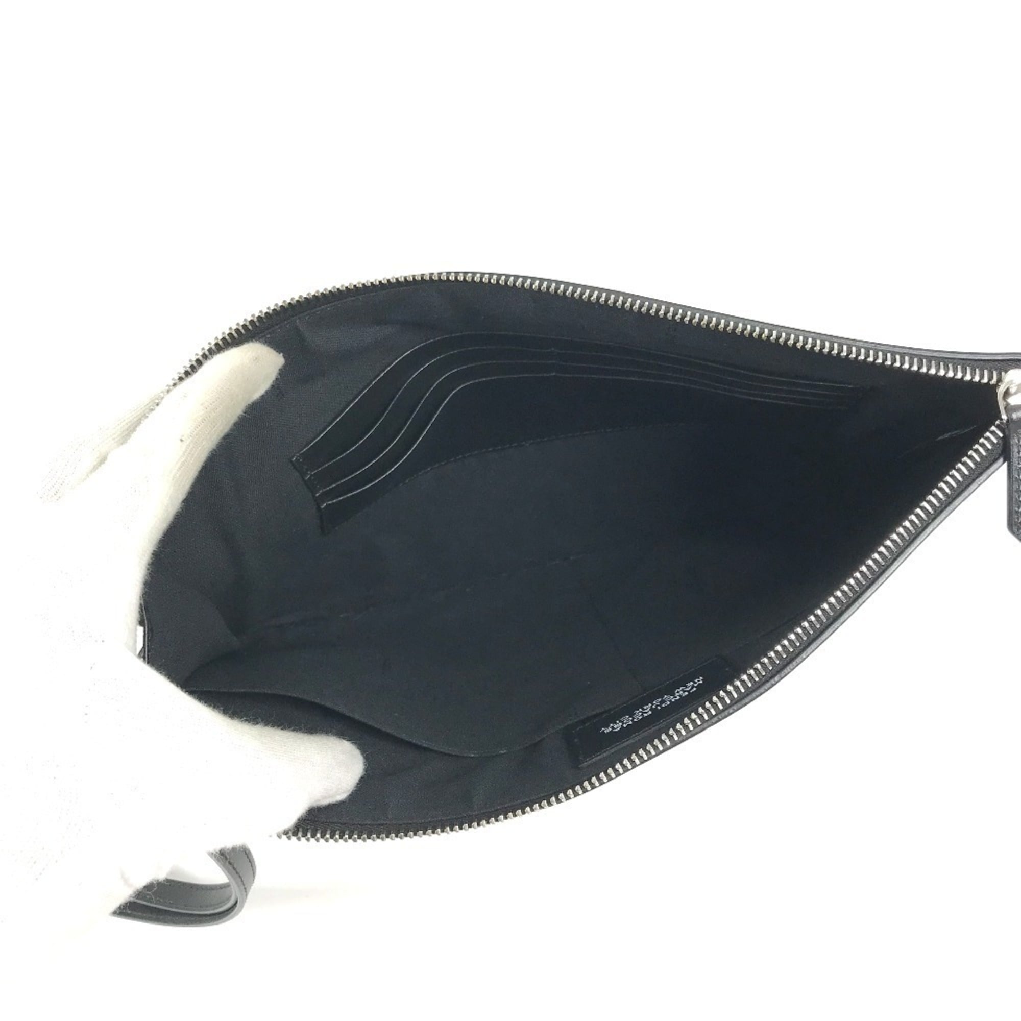 Fendi Black White Leather Clutch Bag Handbag Pouch (Pre-Owned)