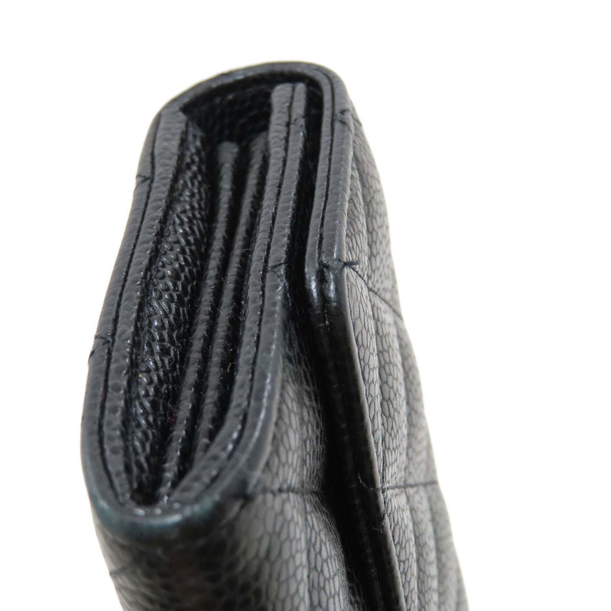 Chanel Matelasse Black Leather Long Wallet (Bi-Fold) (Pre-Owned)